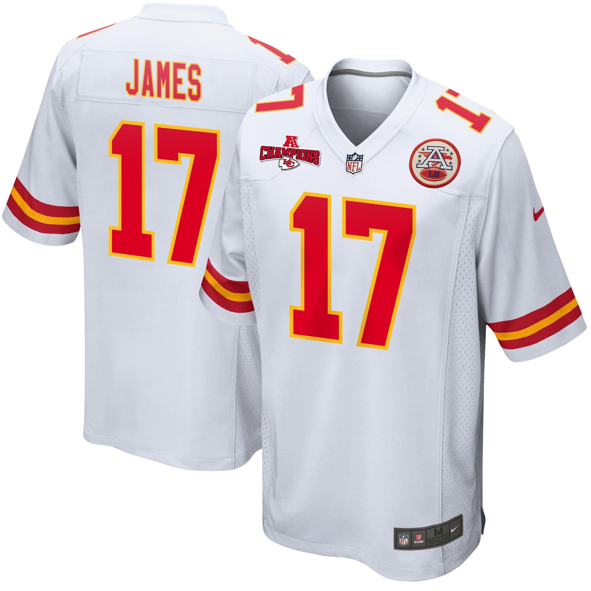 Richie James 17 Kansas City Chiefs AFC Champions Patch Game Men Jersey - White - JSDV790