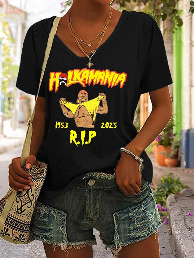 RIP Hulkamania 1953 2025 V-neck Shirt Wrestler Legend Clothing Gifts For Mom