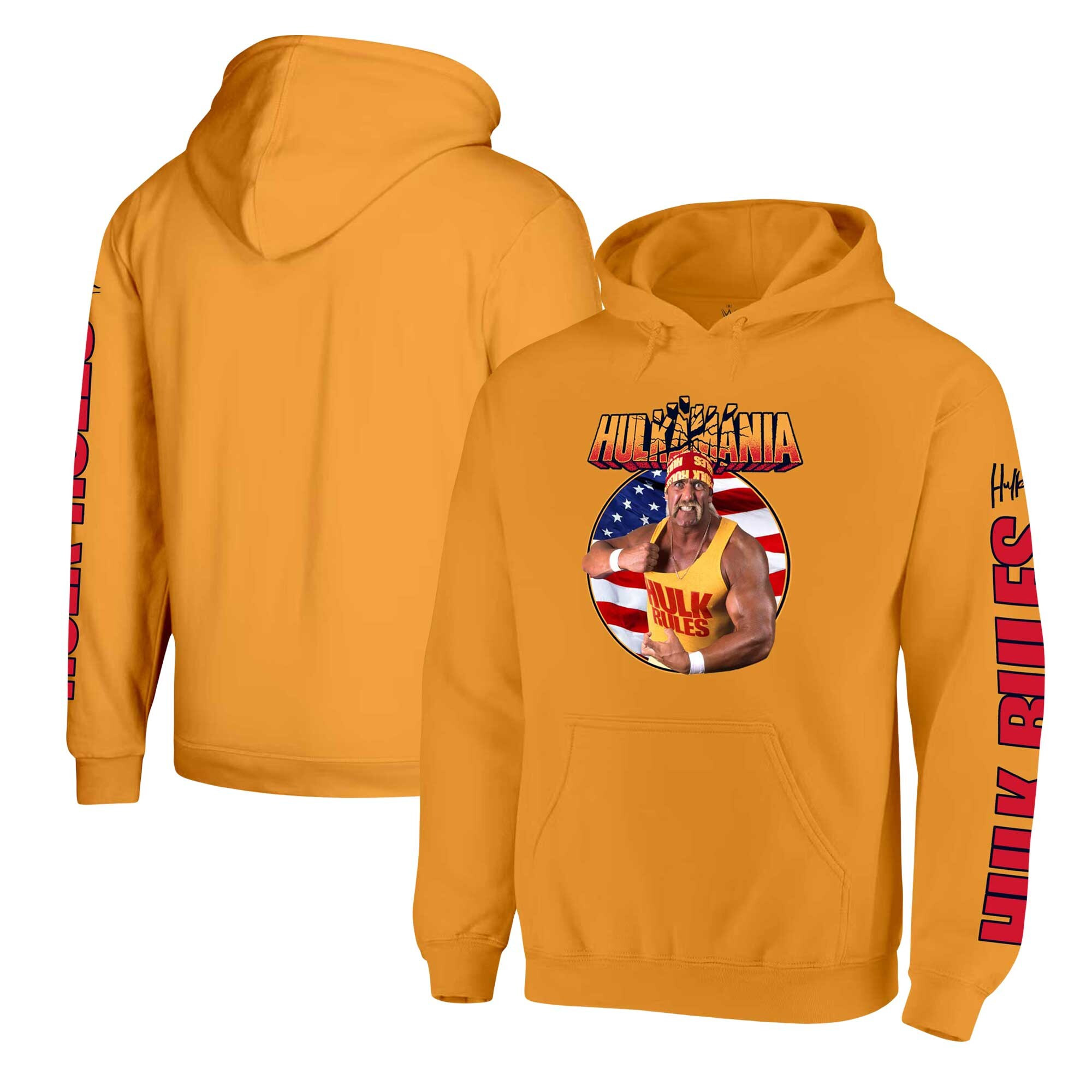 Ripple Junction Gold Hulk Hogan Hulk Rules Fleece Pullover Hoodie Hulk Hogan Merch