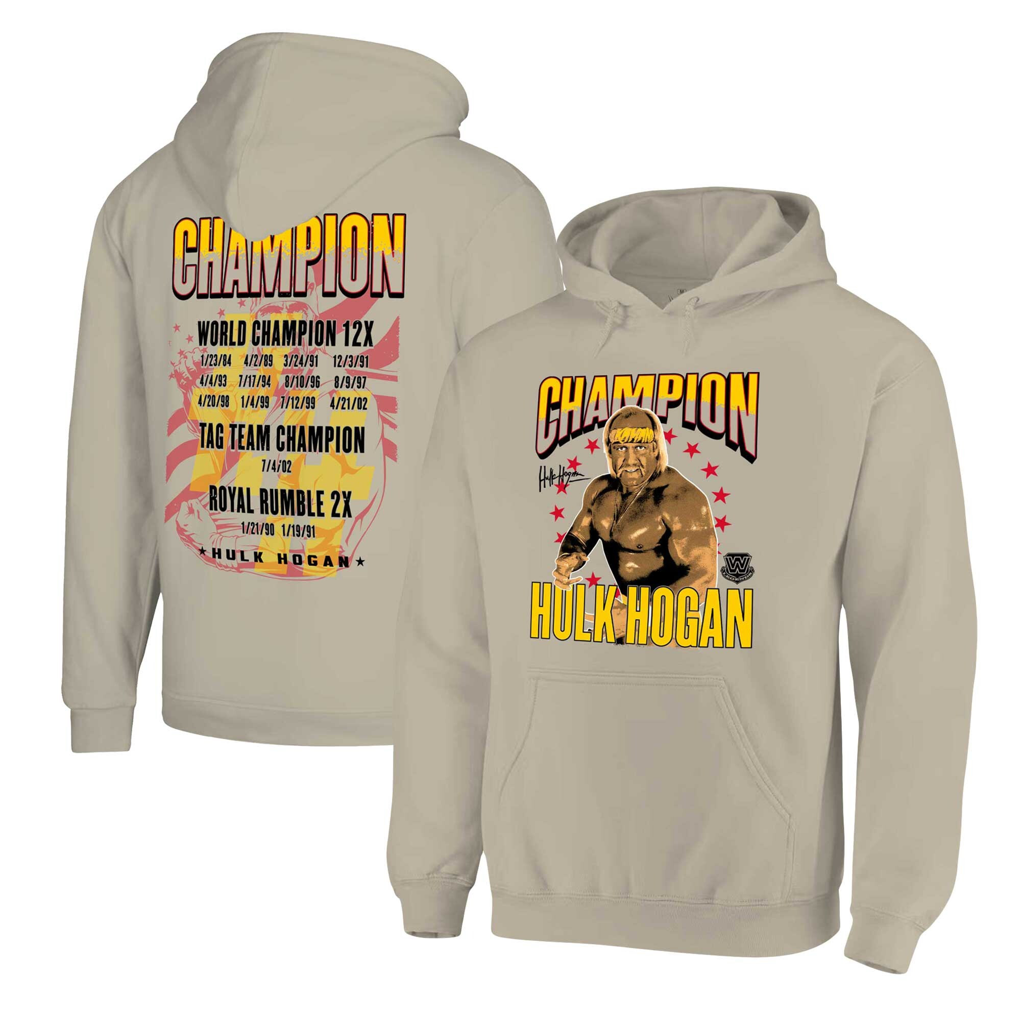 Ripple Junction Natural Hulk Hogan Wwe Champion Fleece Pullover Hoodie Hulk Hogan Merch