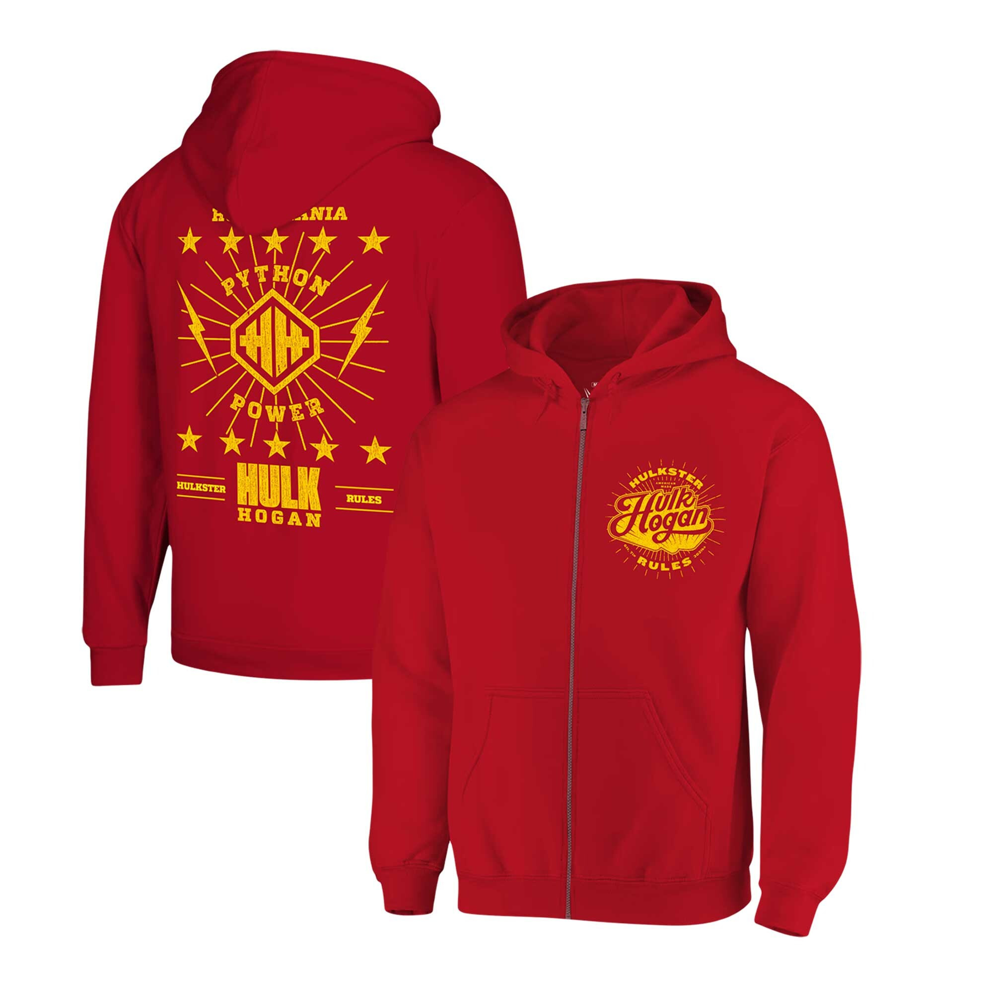 Ripple Junction Red Hulk Hogan Python Power Fleece Fullzip Hoodie Hulk Hogan Merch