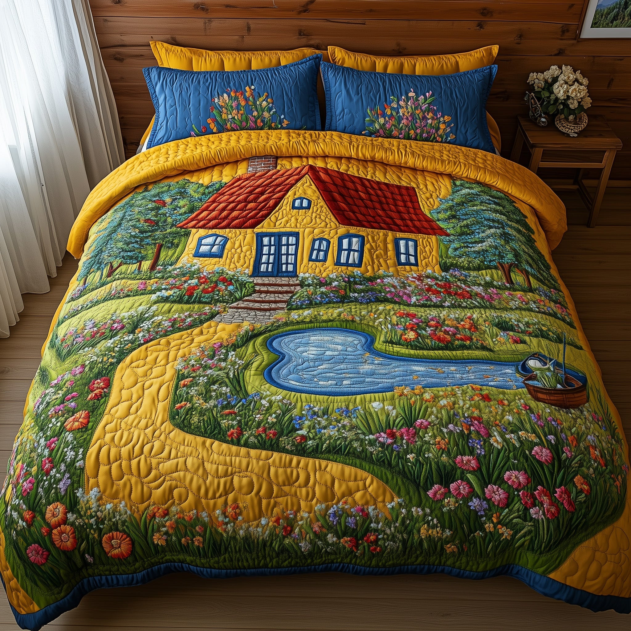 Riverside Harmony Quilted Bedding Set Duvet Cover Bedspread Set Item Birthday Gifts For Bestie