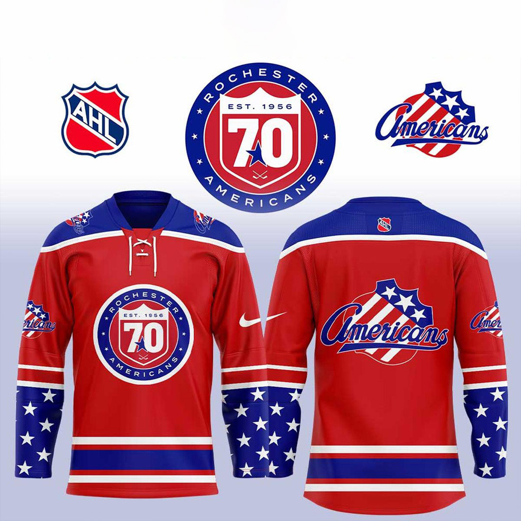 Rochester Americans 70th Anniversary Hockey Jersey Fan Merch Gifts For Father