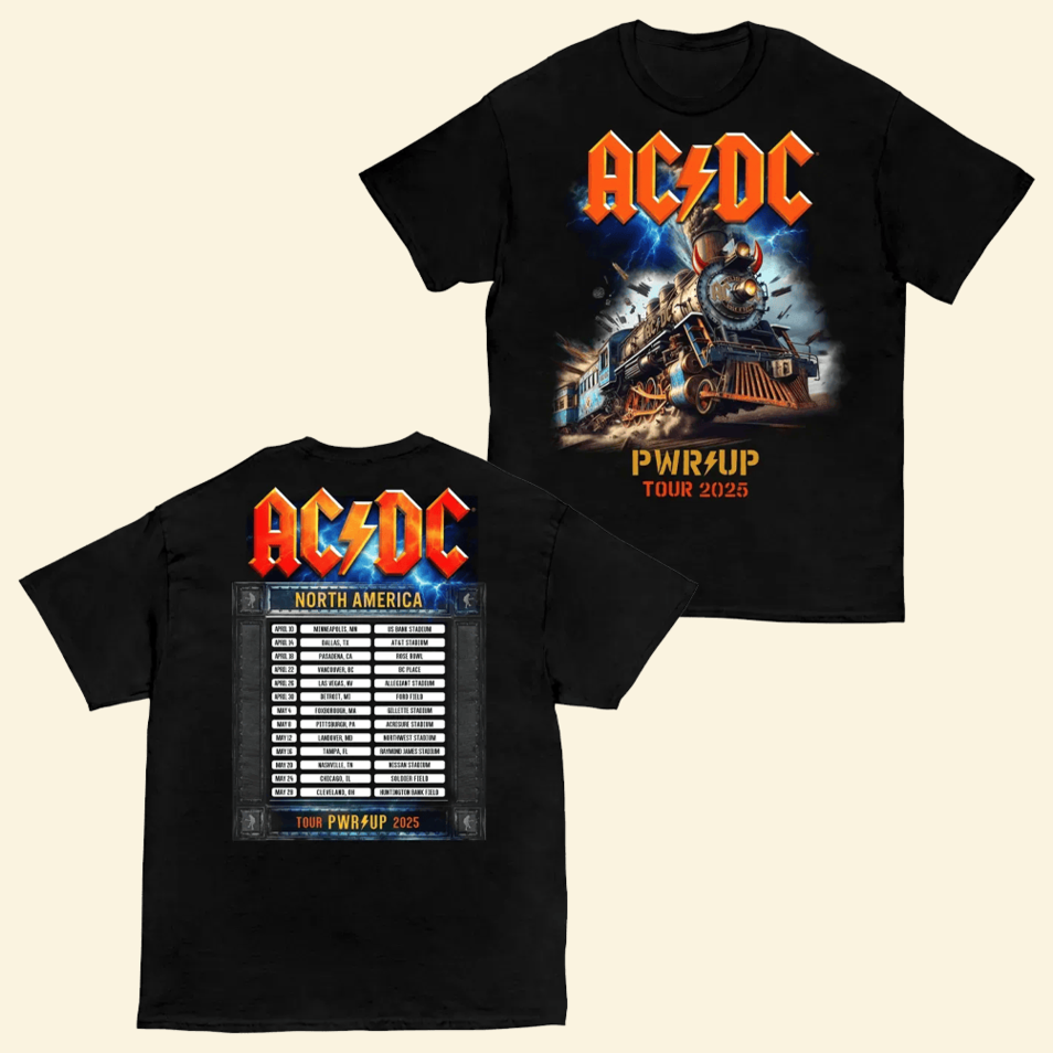 Rock N Roll Train Pwr Up Tour T-Shirt ACDC Merch Father's Day Birthday Gifts For Music Lovers