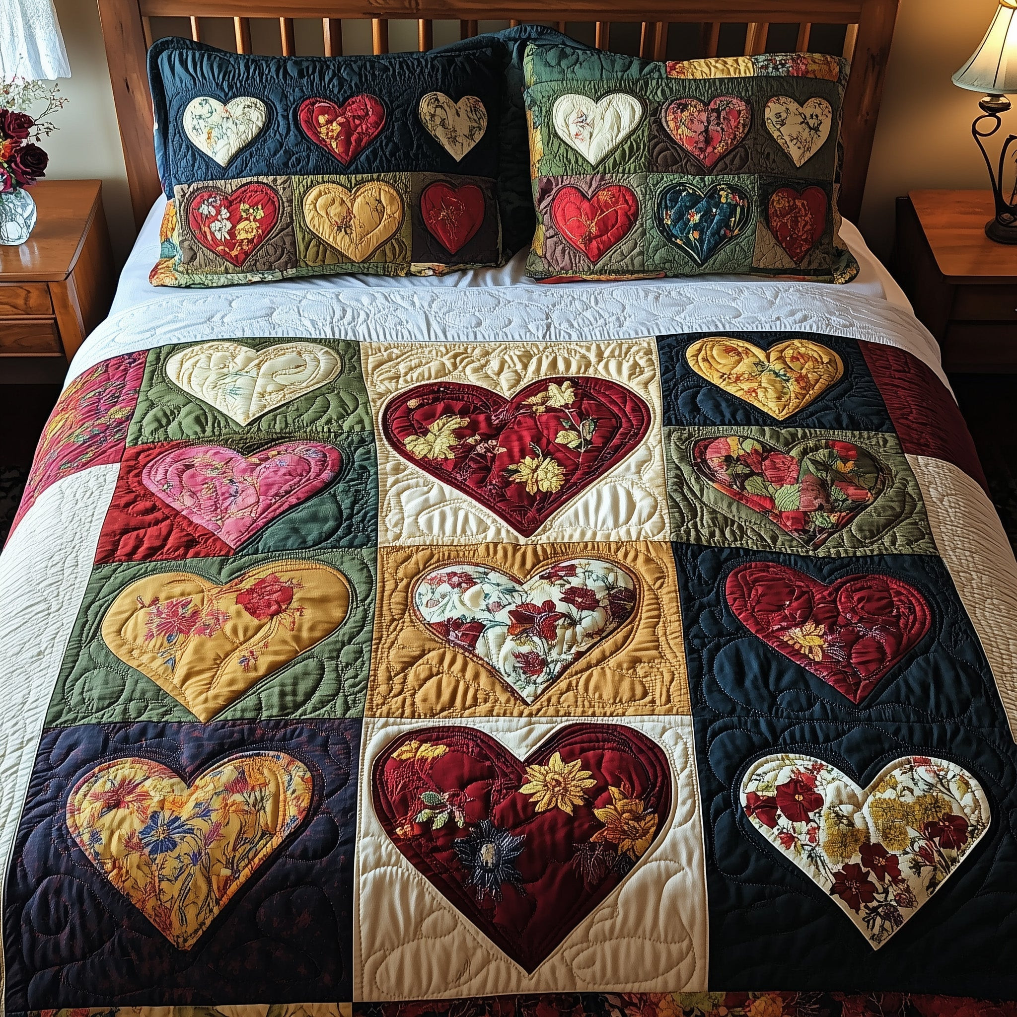 Romantic Petals Quilted Bedding Set Duvet Cover Bedspread Set Item Valentines Day Presents For Her