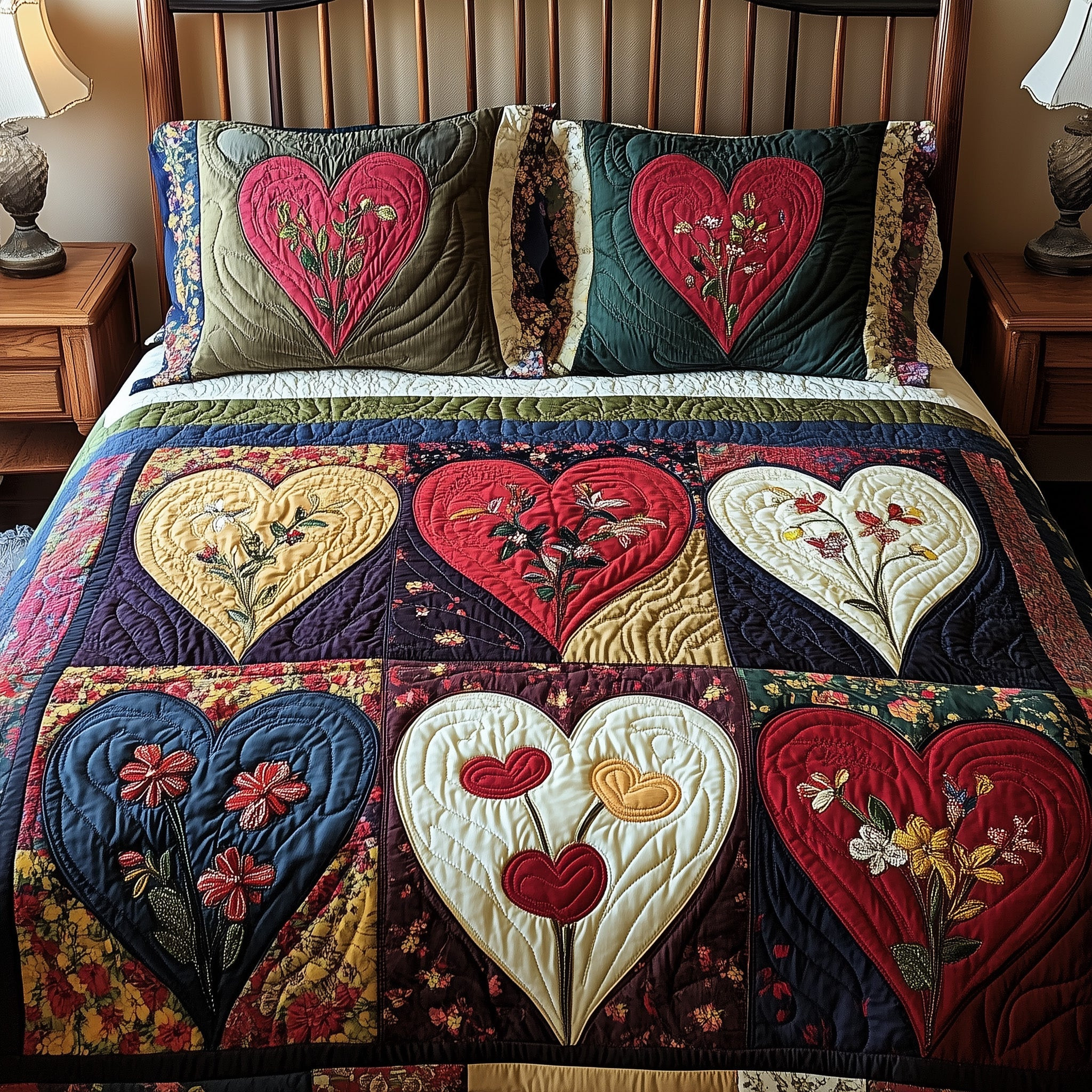 Romantic Petals Quilted Bedding Set Duvet Cover Bedspread Set Item Valentines For Men