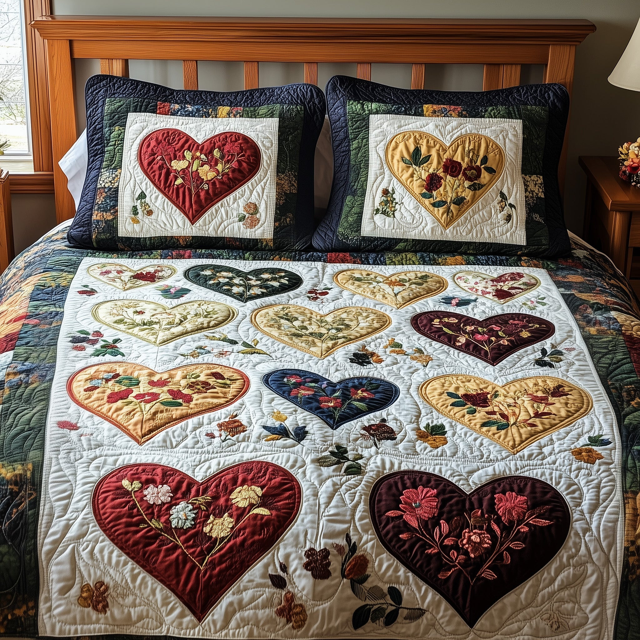 Romantic Petals Quilted Bedding Set Duvet Cover Bedspread Set Item Valentines Presents For Him