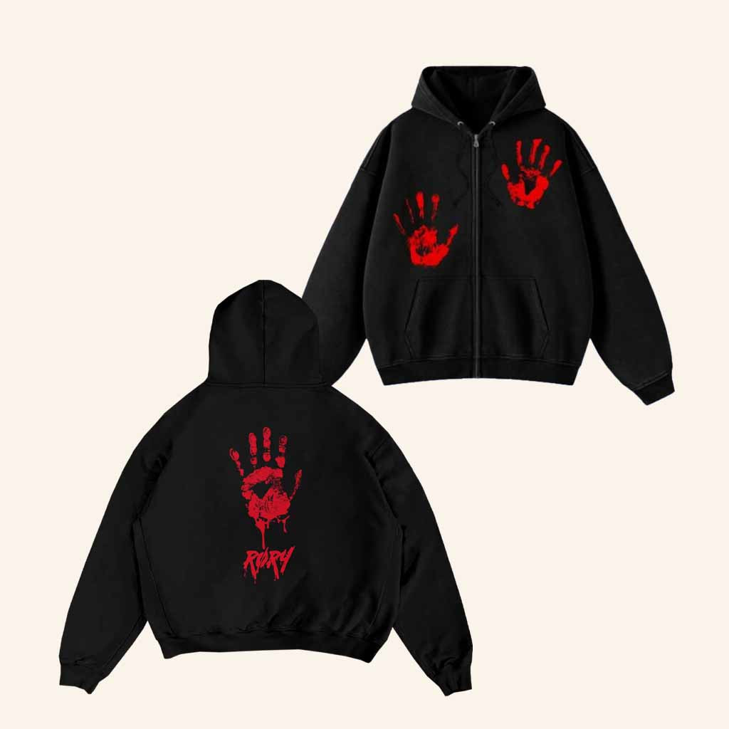 Rory Merch Handprint Zip Hoodie Halloween Gift Ideas For Music Lovers