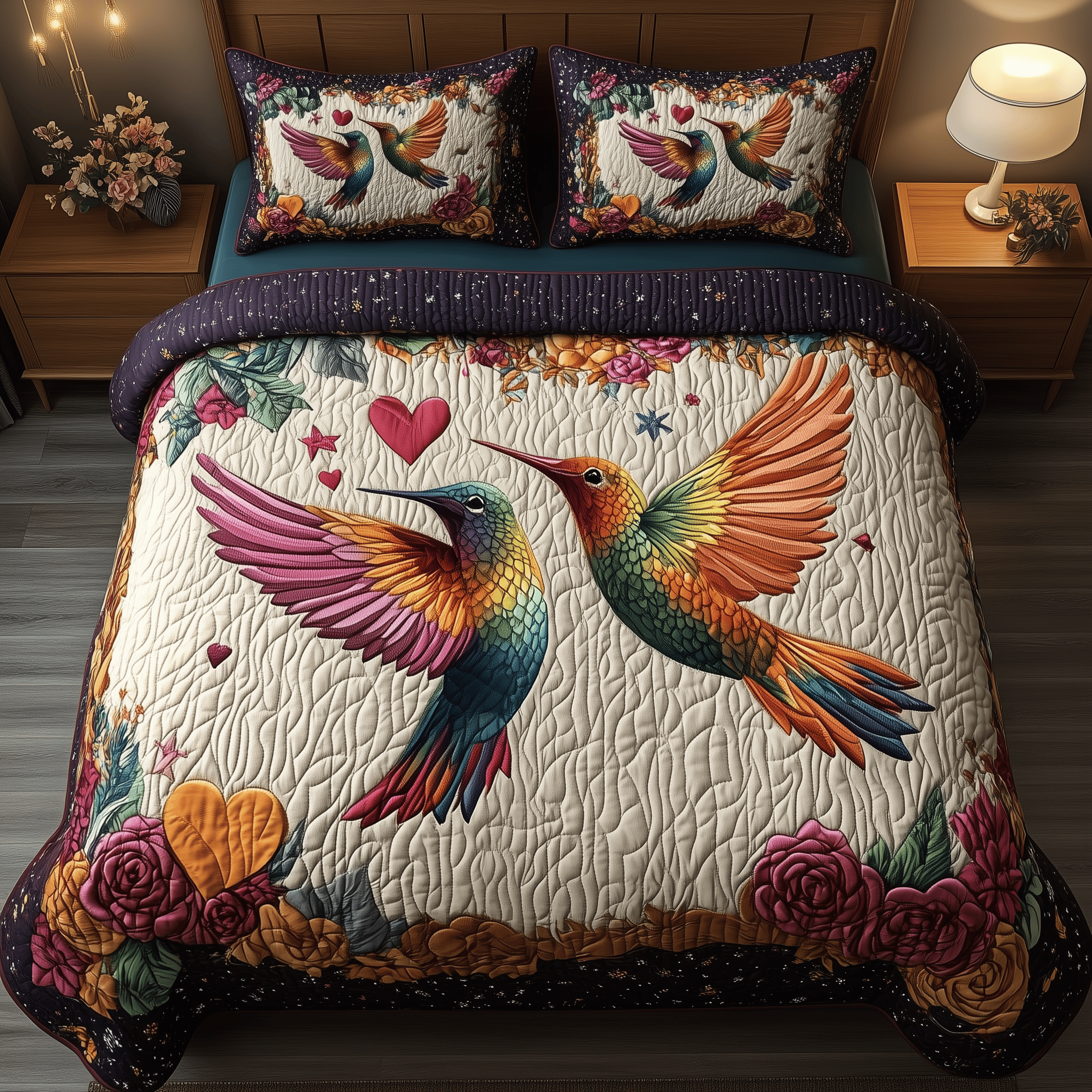 Rose Garden Romance Quilted Bedding Set Best Duvet Cover Bedspread Set Gifts For Your Boyfriend