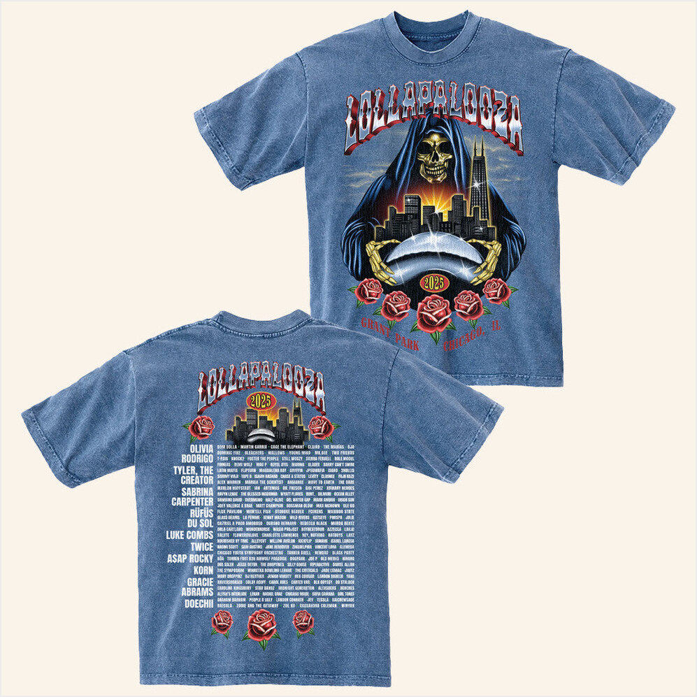Rose Reaper T-Shirt Lollapalooza Merch Birthday Gifts For Dad Gifts For Friends
