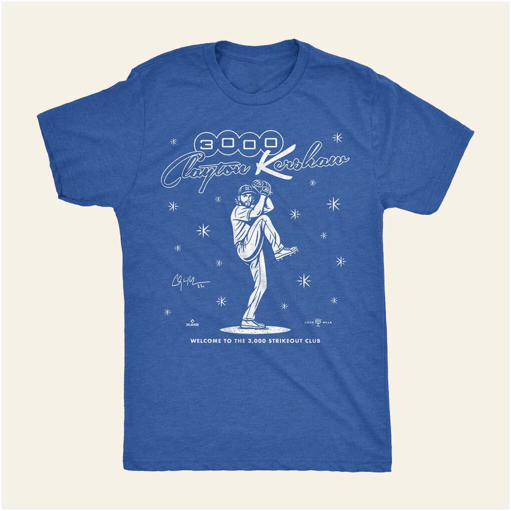 Rotowear Merch Clayton Kershaw 3000 K'S T-Shirt Gifts For Son Birthday Gifts For BFF