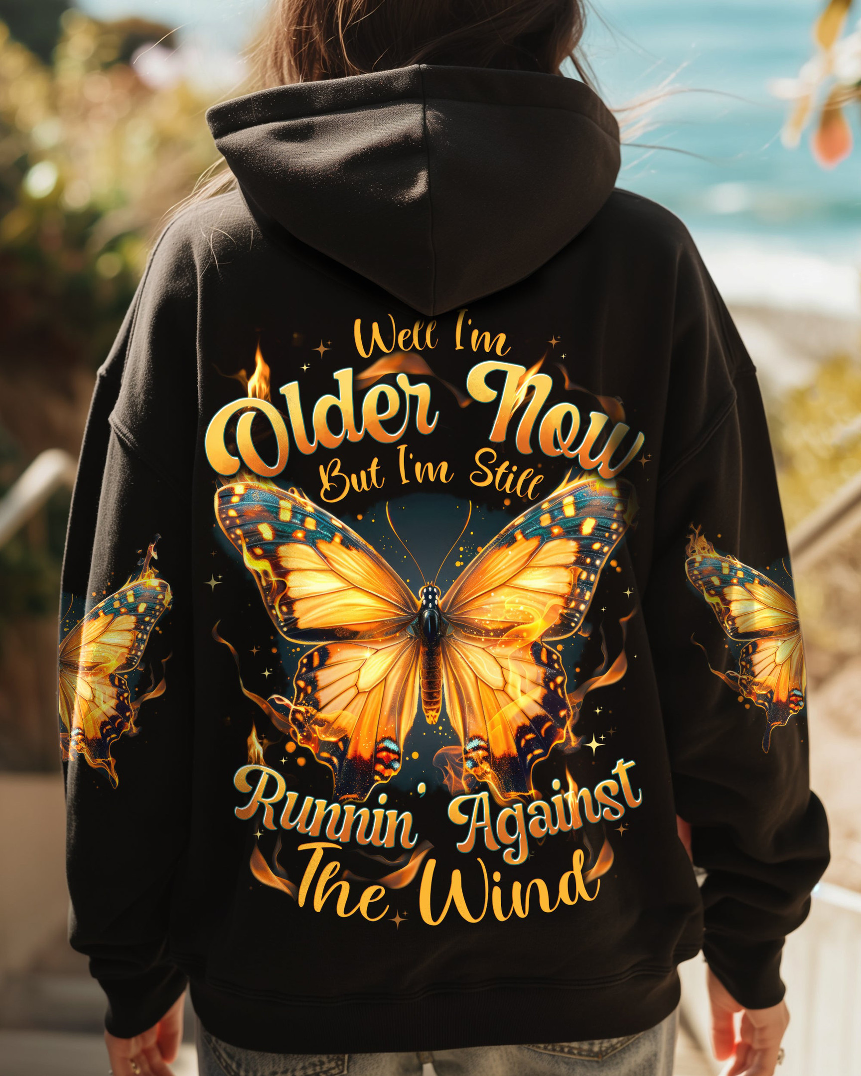 Running Against The Wind Butterfly Hoodie Valentine's Day Gifts For Girlfriend