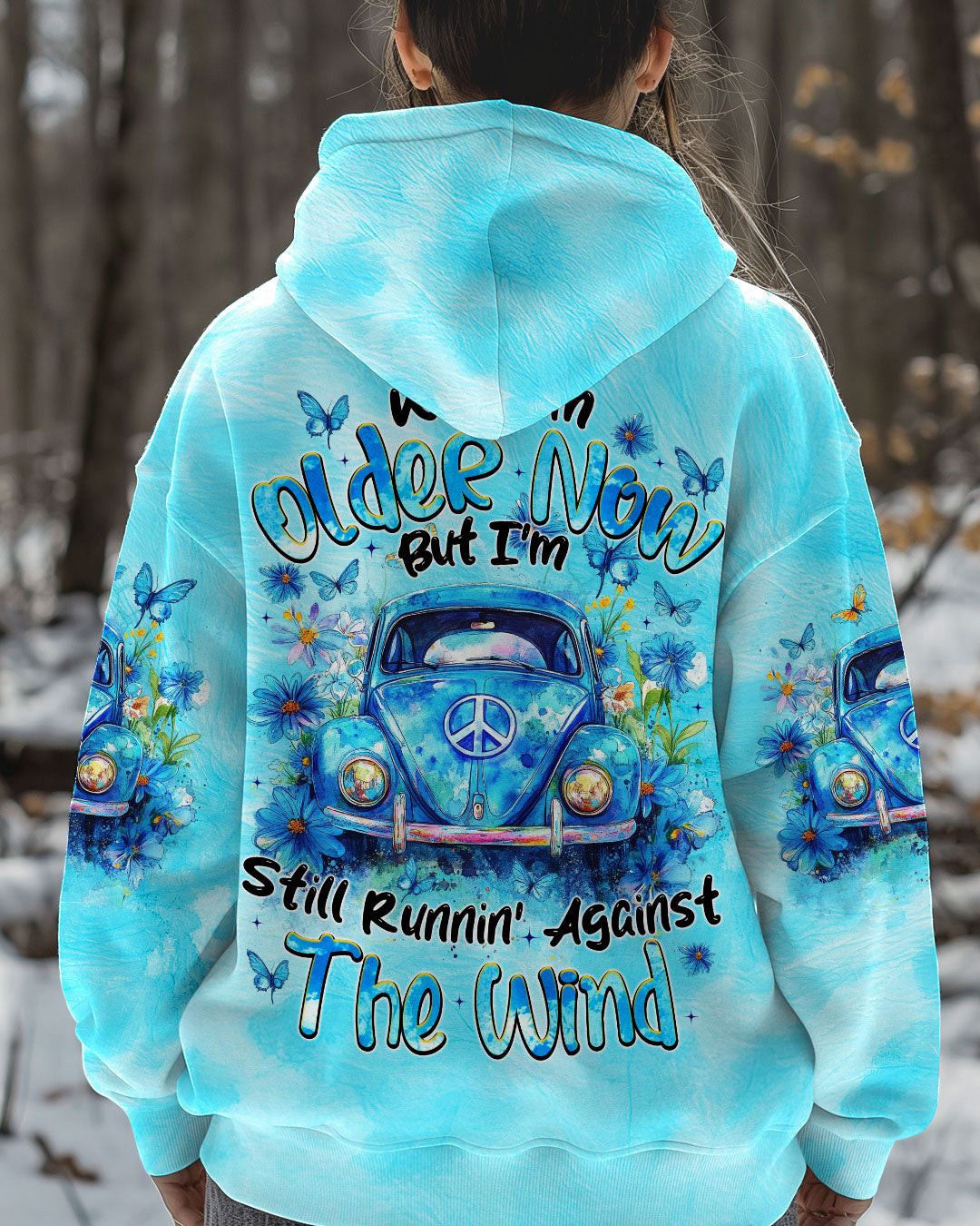 Running Against The Wind Flowers Truck Blue Tie Dye Hoodie Presents For Girlfriend