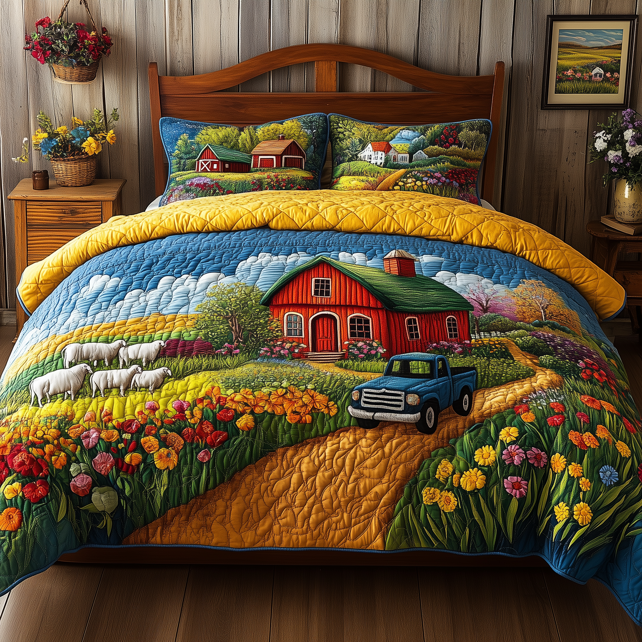 Rustic Autumn Retreat Quilted Bedding Set Duvet Cover Bedspread Set Item Awesome Father's Day Gifts