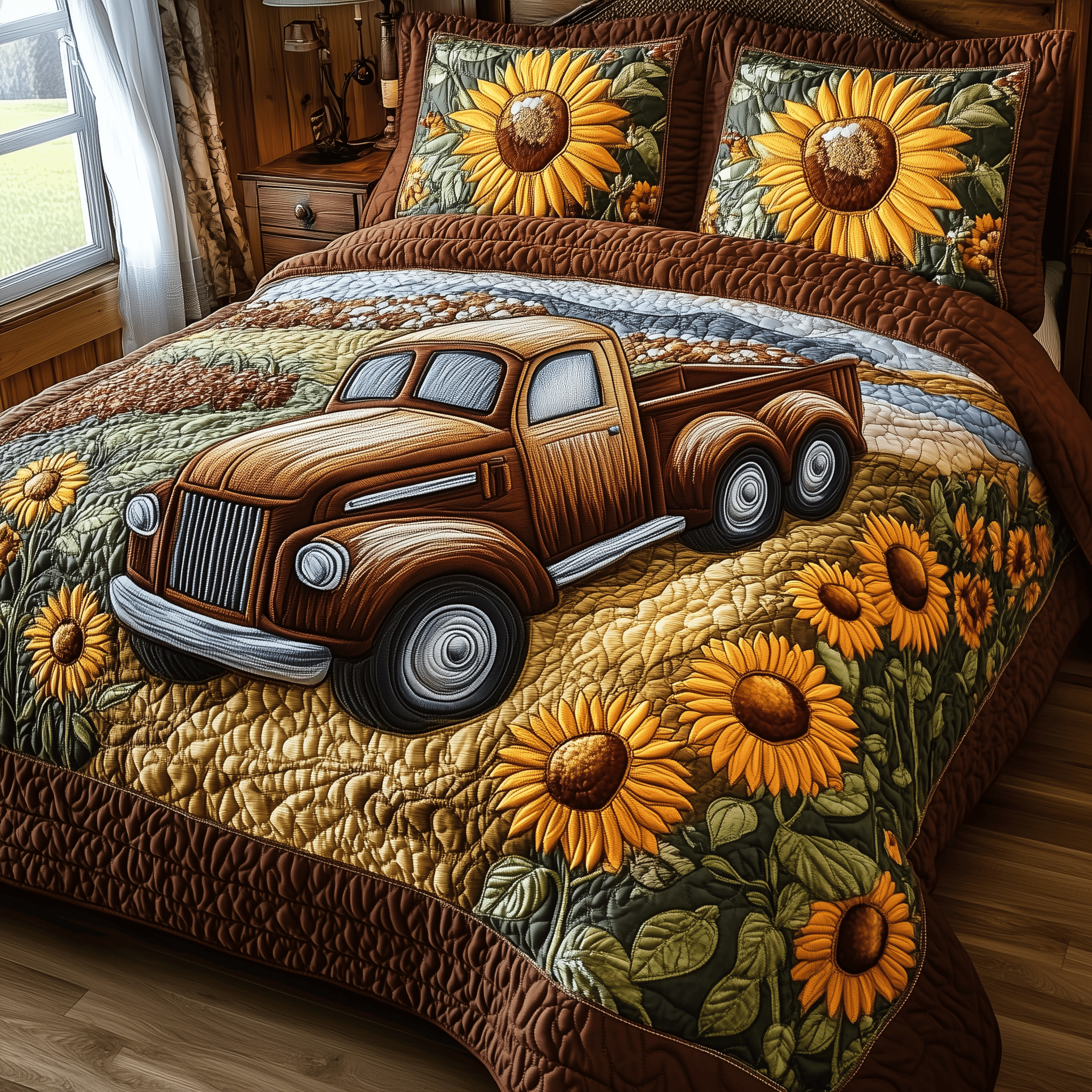 Rustic Farmhouse Truck Quilted Bedding Set Valentines Day Duvet Cover Set Great Gifts For A Farmer