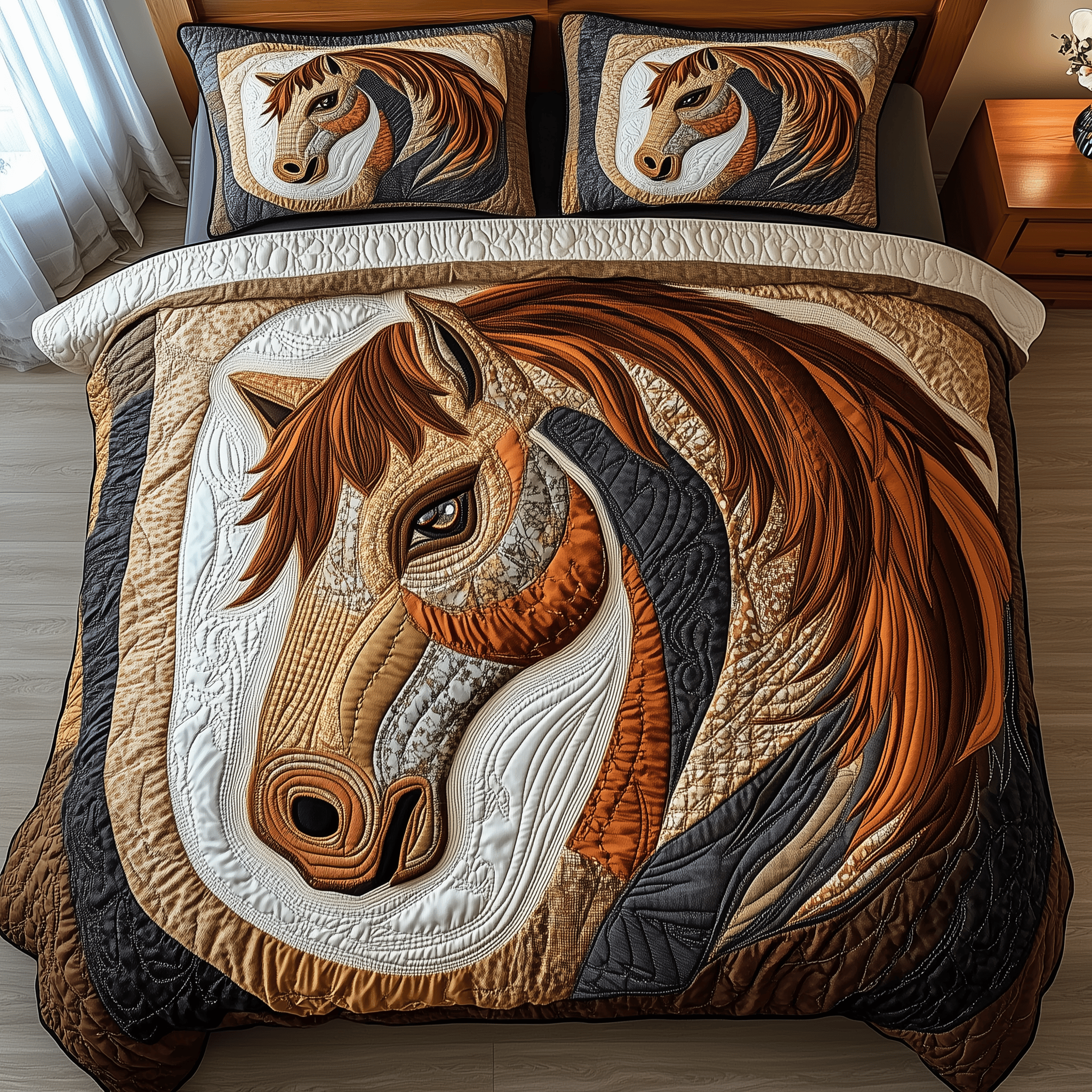 Rustic Horse Quilted Bedding Set Valentine'S Day Duvet Cover Set Gifts For Dad