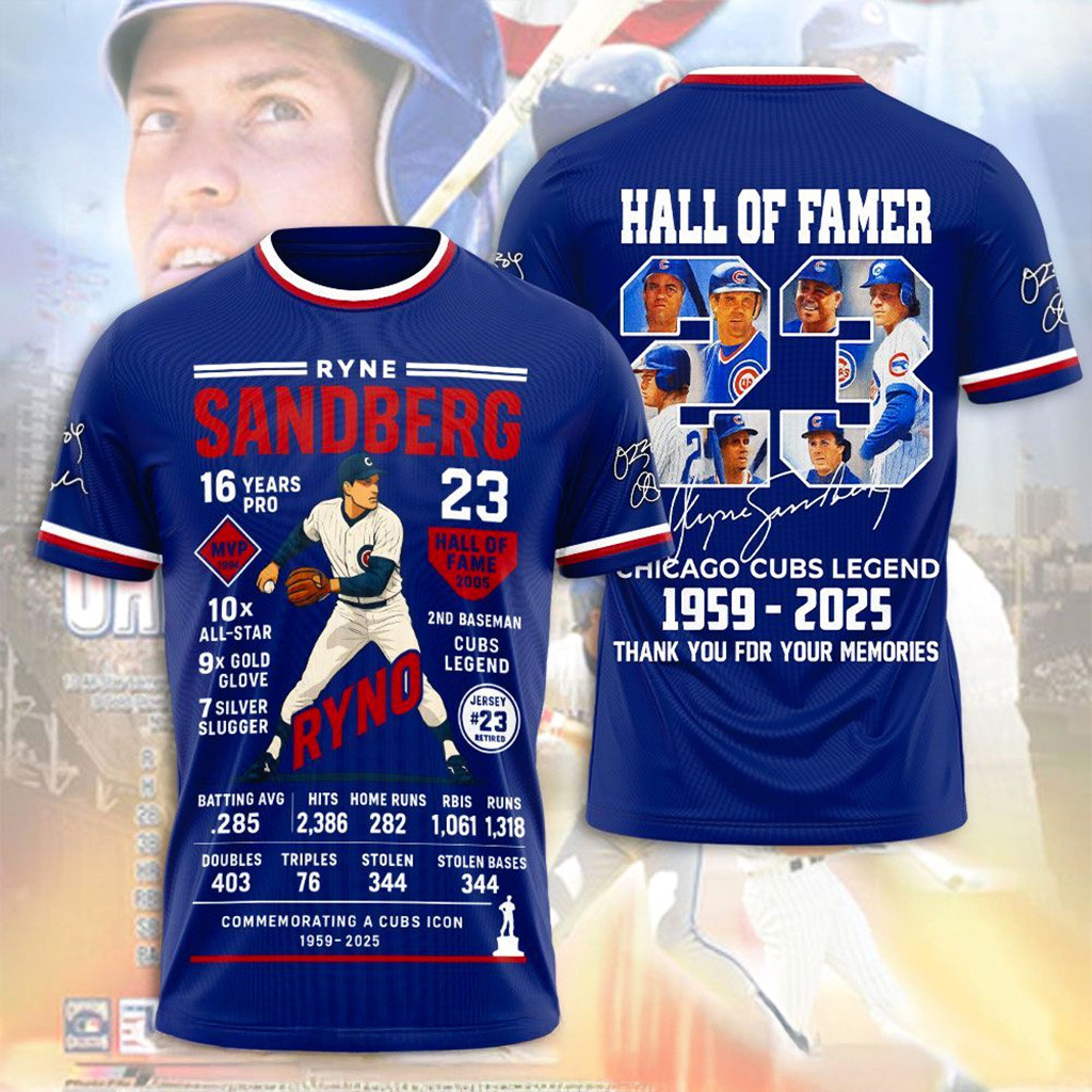 Ryne Sandberg Hall Of Famer Chicago Cubs Legend T-Shirt Gifts For Baseball Fans