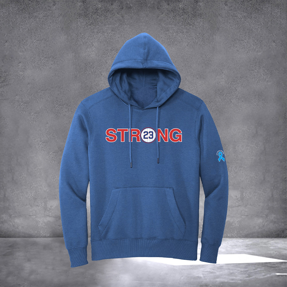 Ryne Sandberg The Ryno Fo23ver Forever 23 Hoodie We Are All Ryno Strong Blue Hooded Sweatshirt