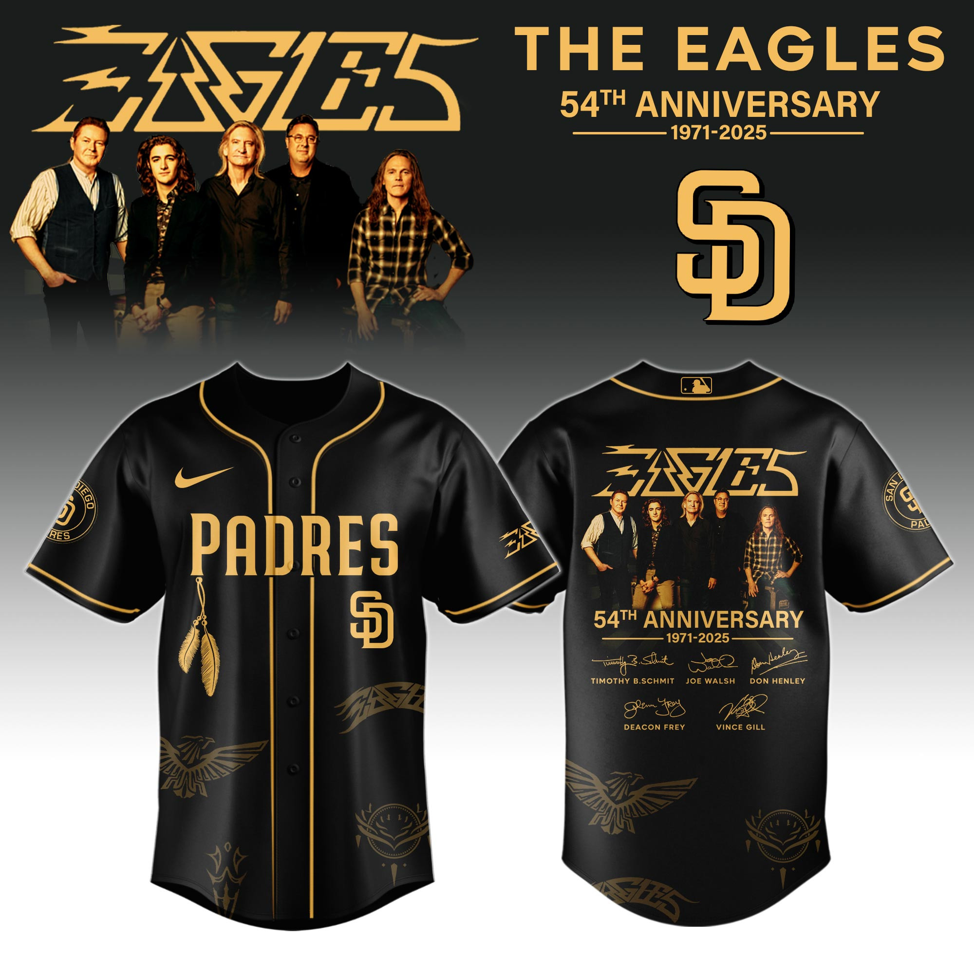 S D Padres X Eagles Band Music Jersey 2025 Best Gift For Baseball Lovers