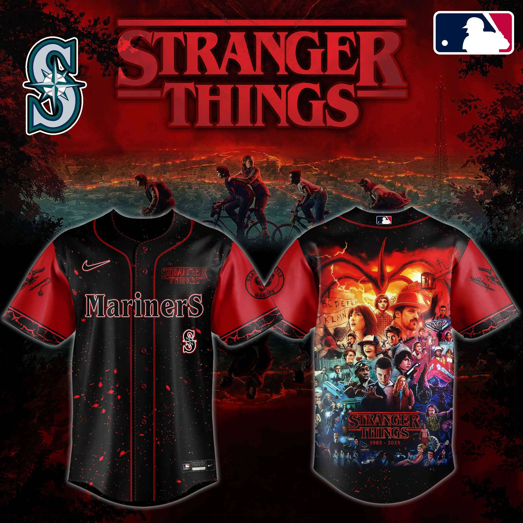 S Mariners X Stranger Things Jersey 2025 Baseball Enthusiast Gifts