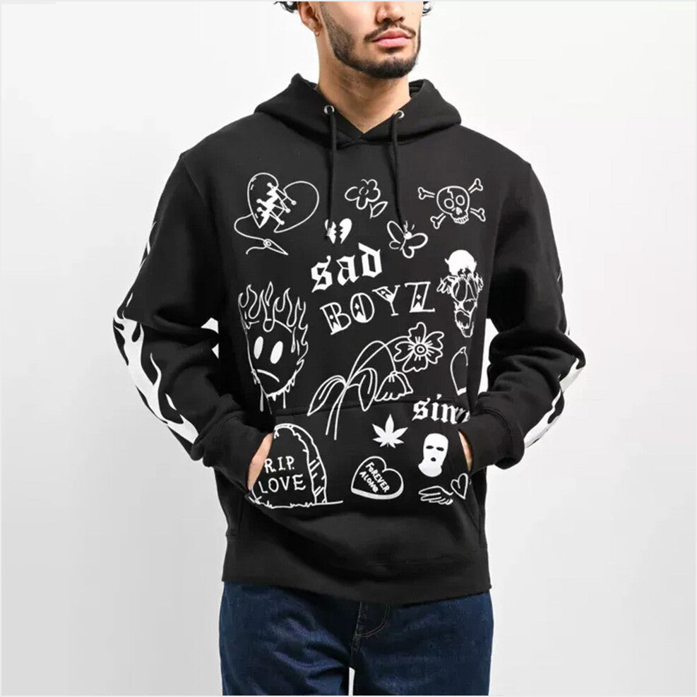 Sad Boyz Love Black Hoodie Junior H Sad Boyz Merch Present For Husband BFF Birthday Gifts