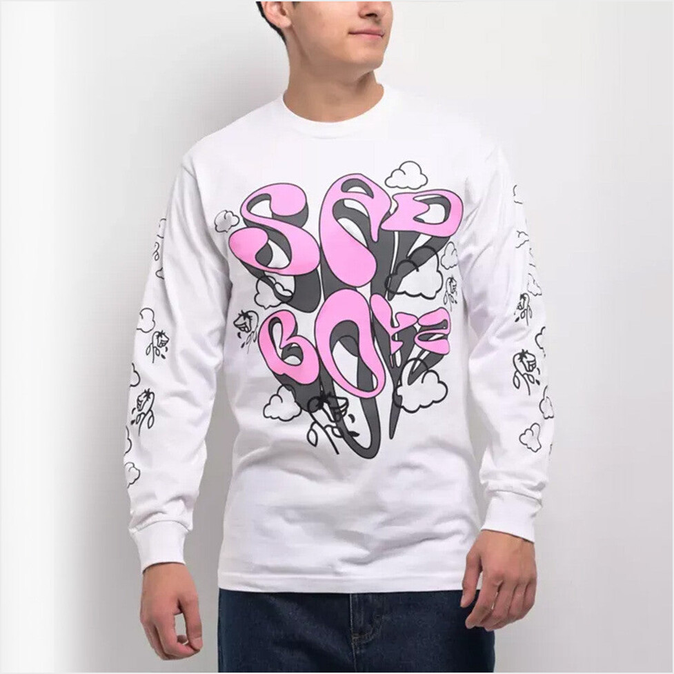 Sad Boyz Trippy Wiggles White Long Sleeve T-Shirt Junior H Sad Boyz Merch Husband Gifts