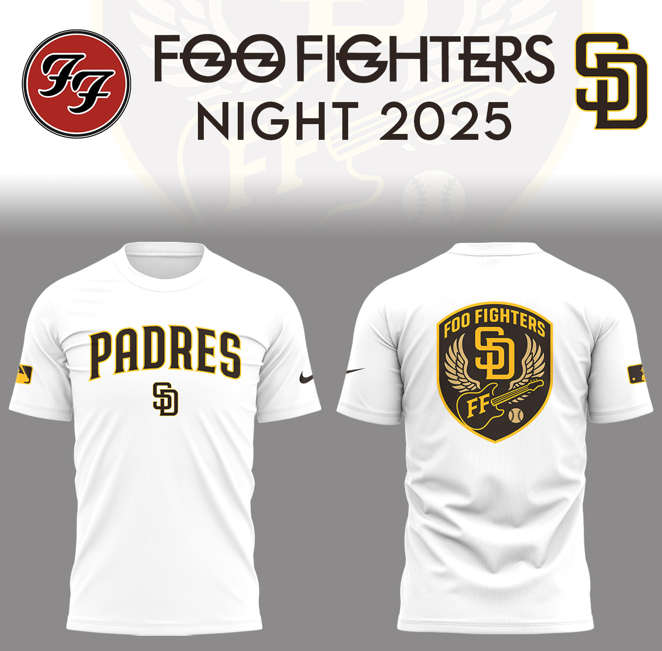 San Diego Baseball Foo Fighter Night White T-shirt Best Merch Gifts For Baseball Lovers