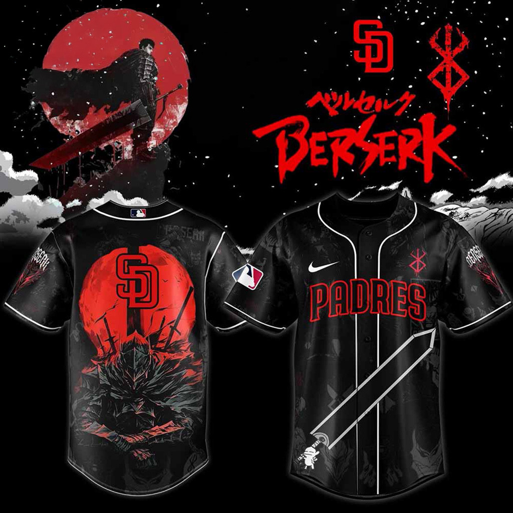 San Diego Padres MLB X Berserk Baseball Jersey San Diego Padres Merch Cool Baseball Gifts