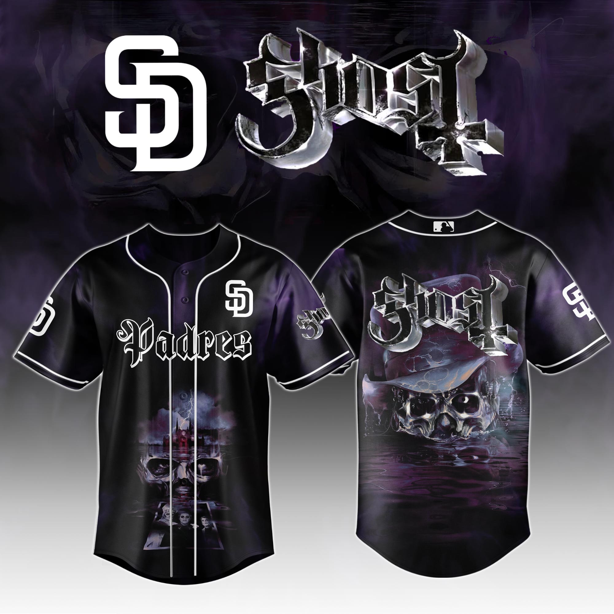 San Diego Padres Mlb X Ghost Skeletour World Tour Baseball Jersey For Fans