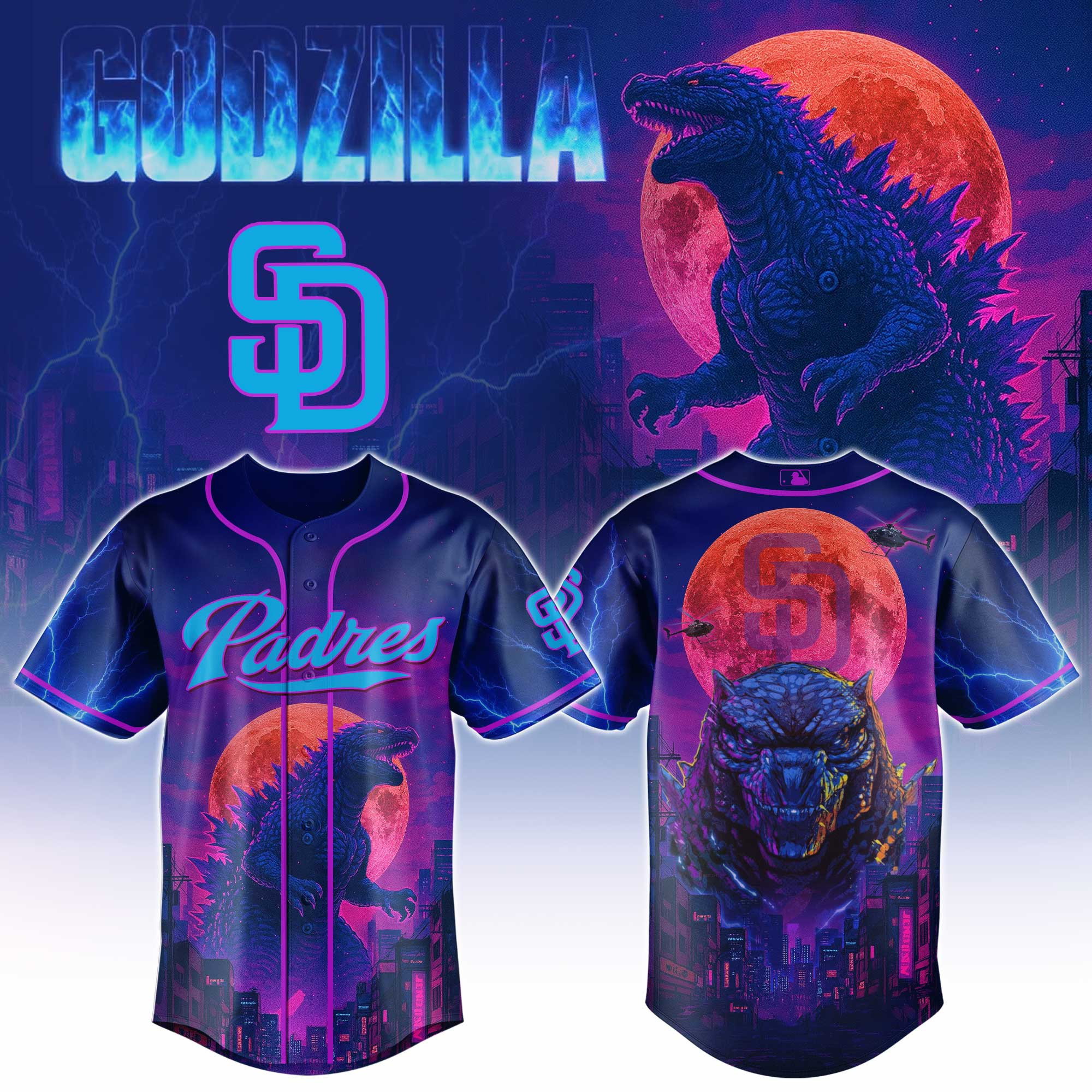 San Diego Padres Mlb X Godzilla Baseball Jersey For Fans