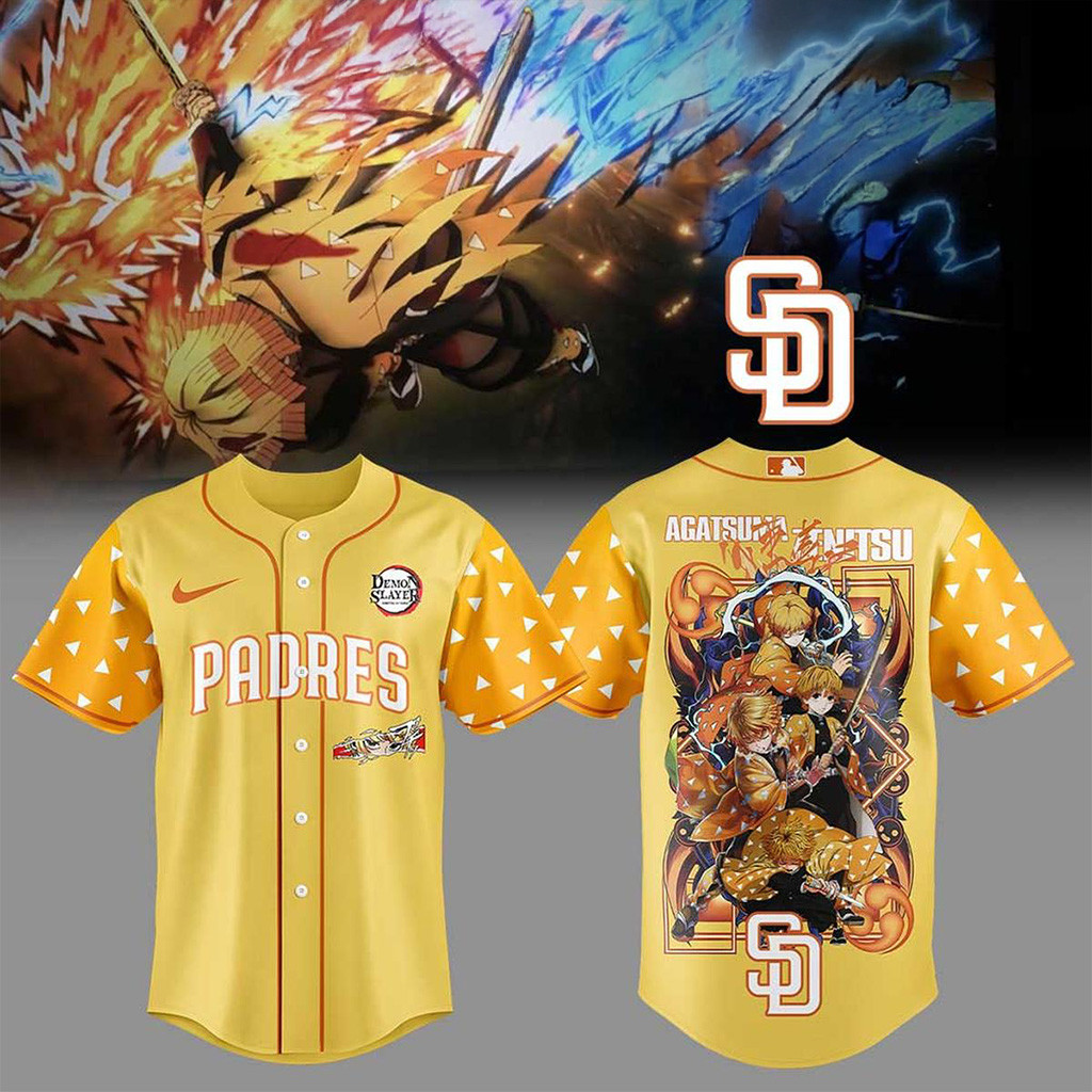 San Diego Padres X Agatsuma Zenitsu Demon Slayer Infinity Castle 2025 Jersey Padres Merch