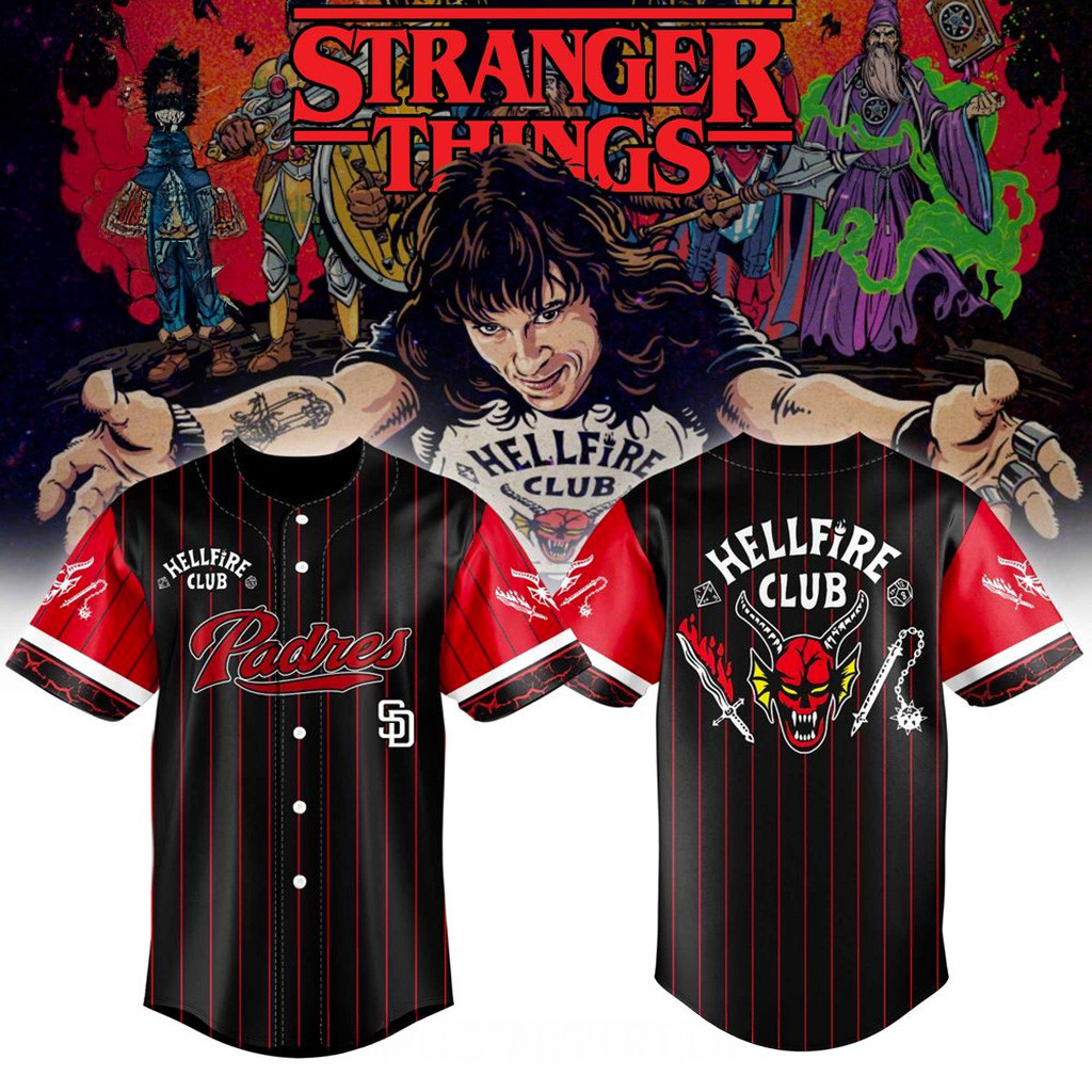 San Diego Padres X Hellfire Club Redline Pinstripe Jersey Padres Merch Gifts For Fans