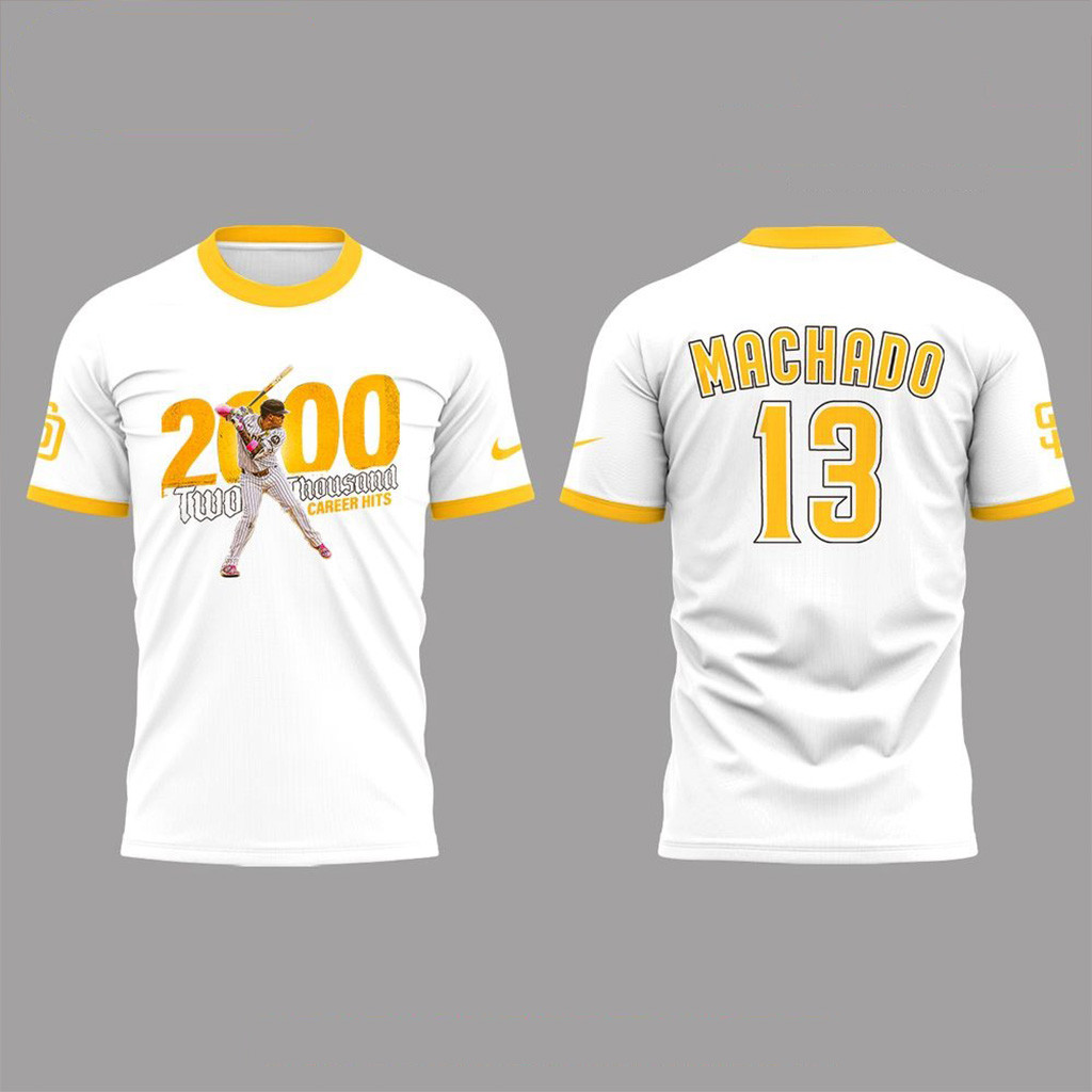 San Diego Padres x Machado Two Thousand Career Hits Shirt San Diego Padres Merch Fans Gifts