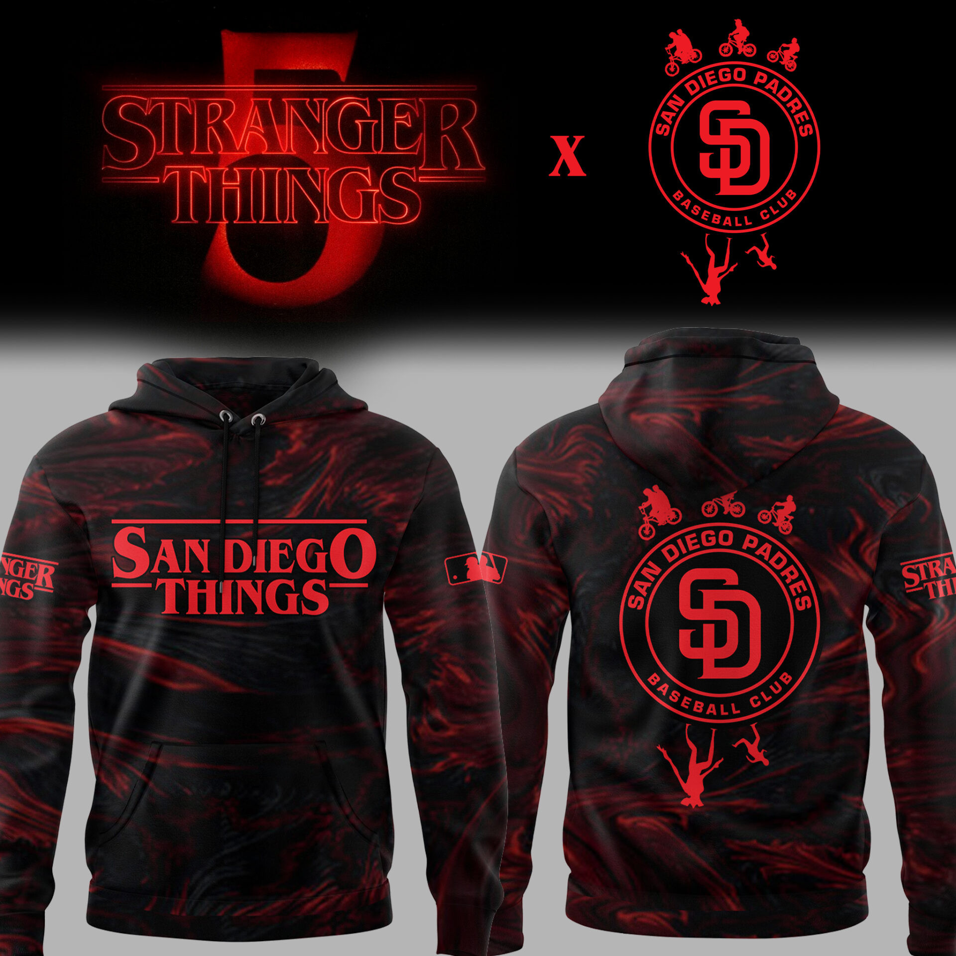 San Diego Padres X Stranger Things Night Hoodie Gifts For Baseball Fans