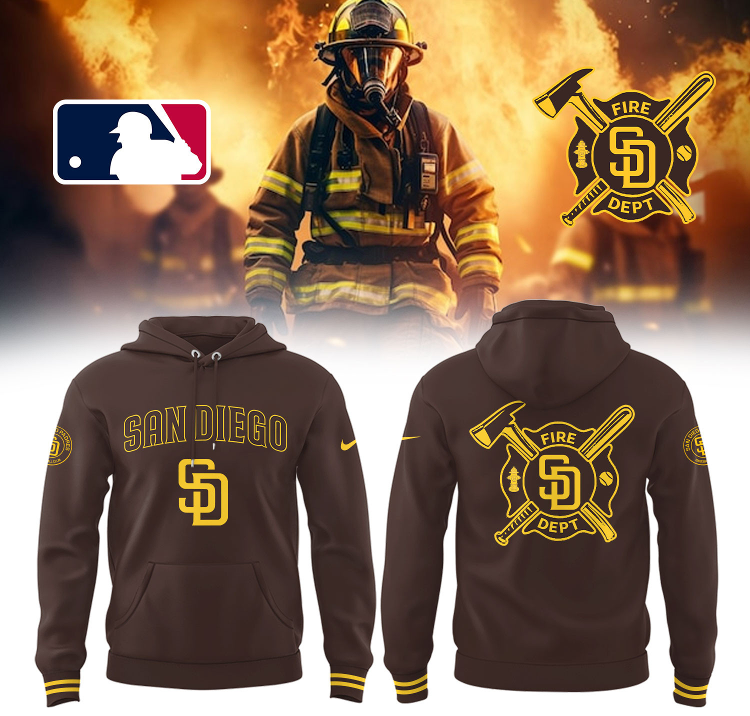 San Diego X Firefighter Appreciation Night Hoodie Gifts For Baseball Fans