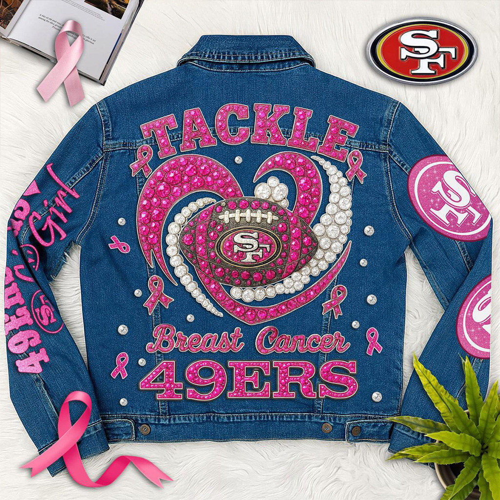 San Francisco 49Ers Tackle Breast Cancer Denim Jacket San Francisco 49Ers Merch Fans Gifts