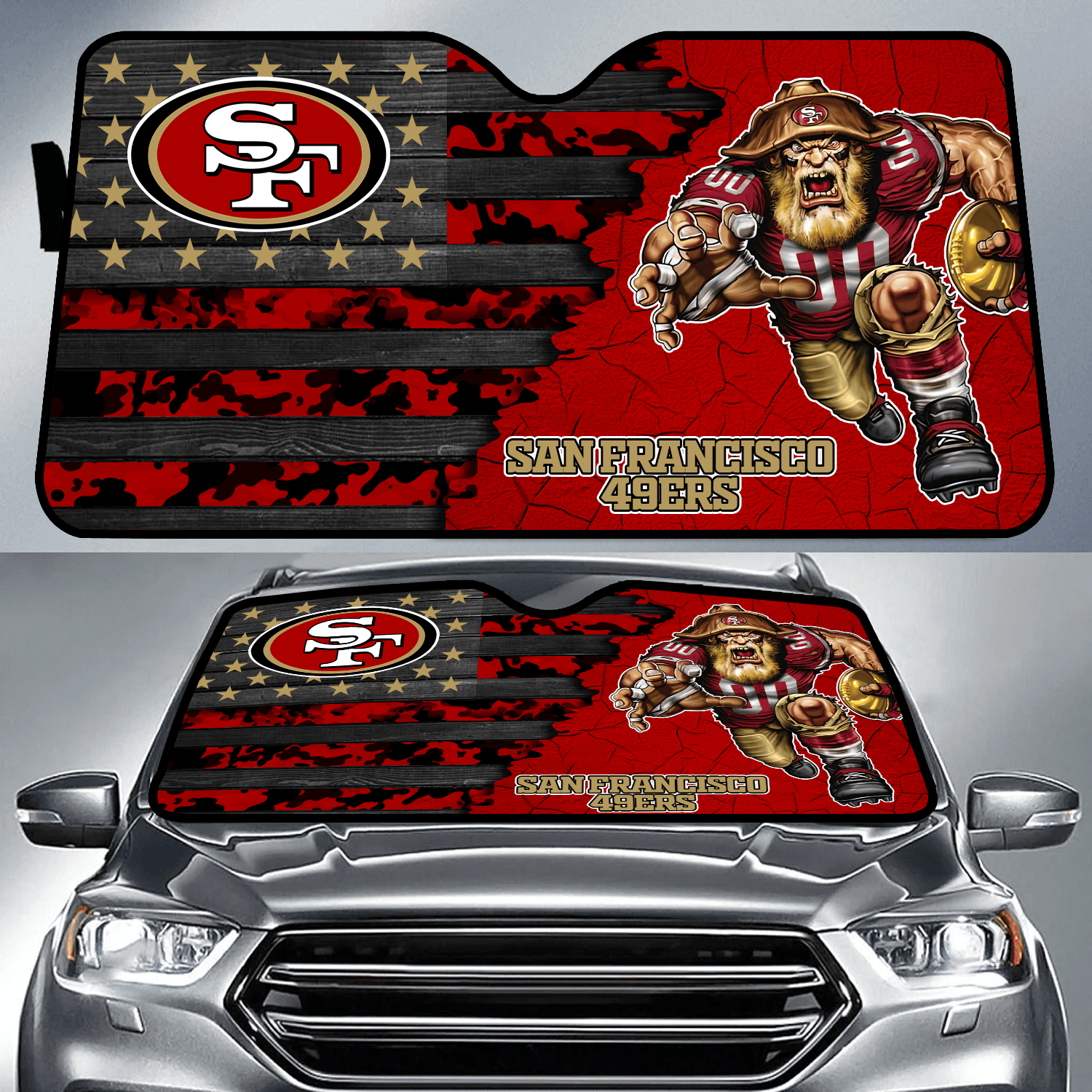 San Francisco 49ers X NFL Auto Sunshade Football Themed Gifts
