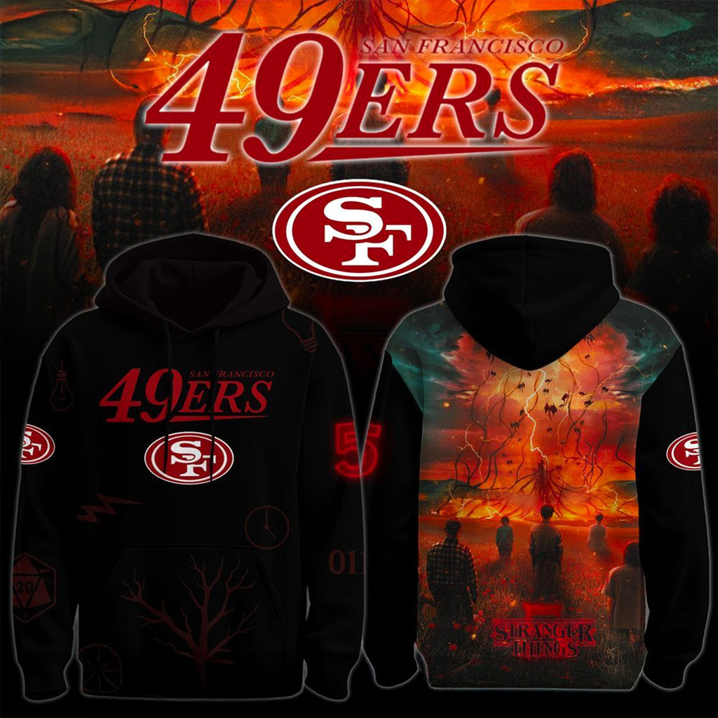 San Francisco 49ers X Stranger Things 5 Hoodie San Francisco 49ers Merch Best Football Gifts