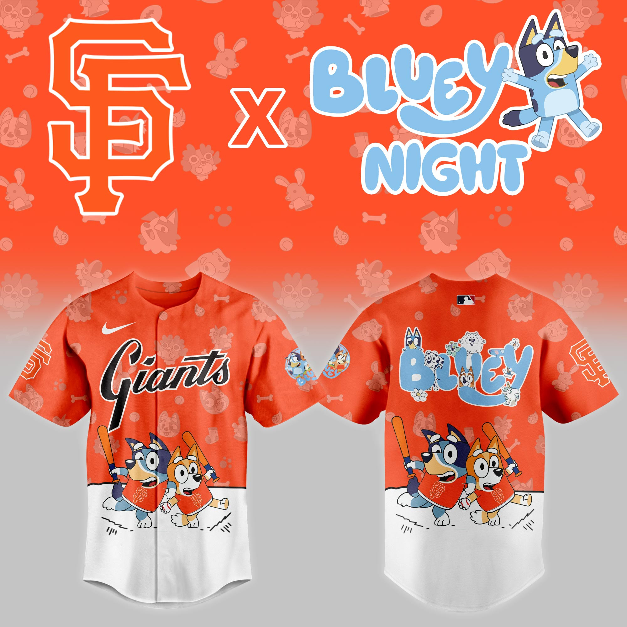 San Francisco Giants Mlb X Bluey Night Baseball Jersey For Fan