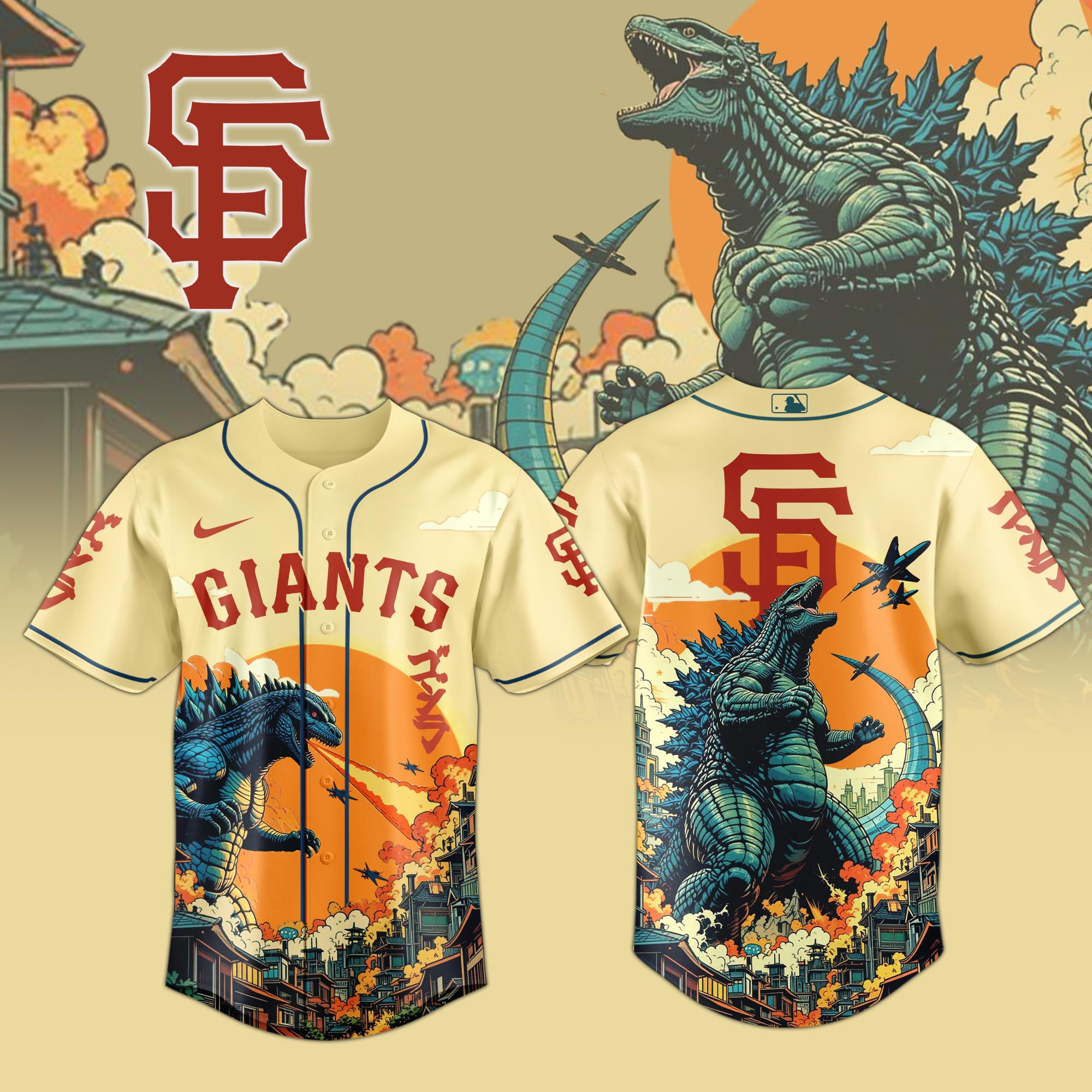 San Francisco Giants Mlb X Godzilla New Baseball Jersey For Fans