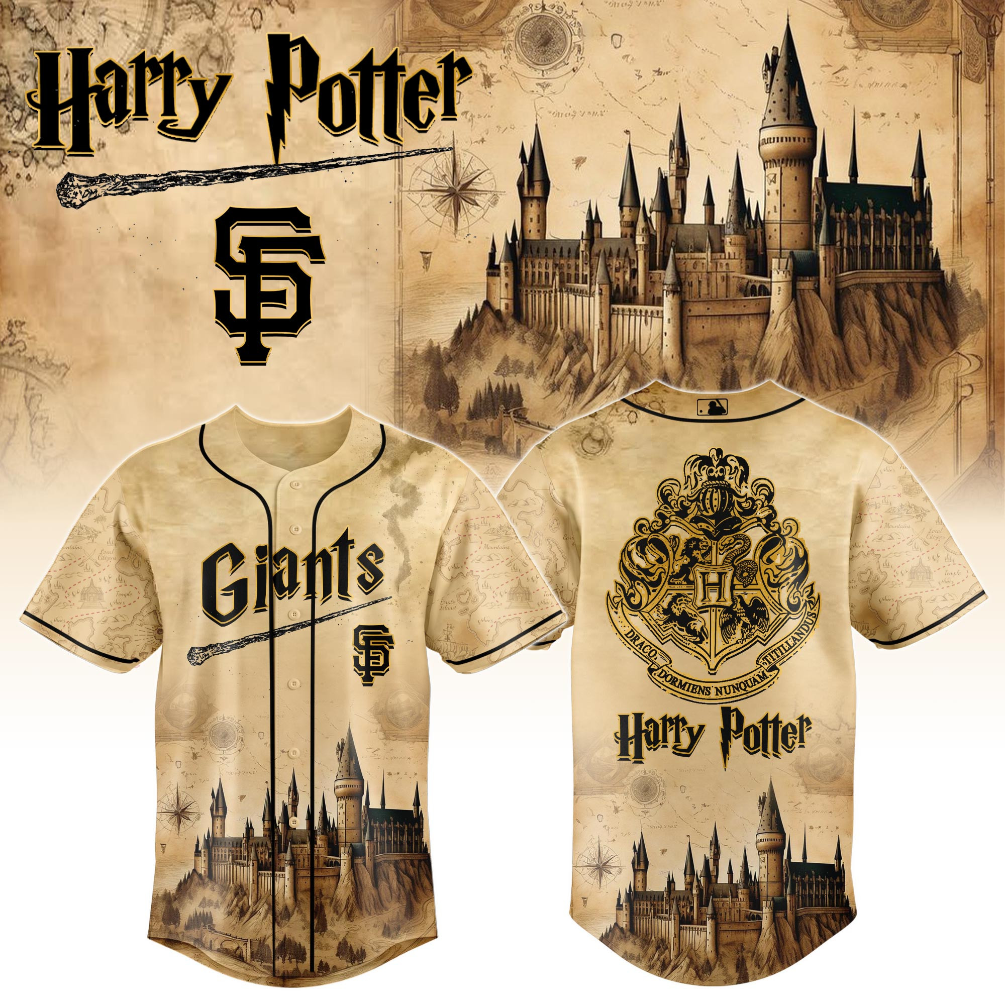 San Francisco Giants Mlb X Harry Potter Hogwarts Baseball Jersey For Fan