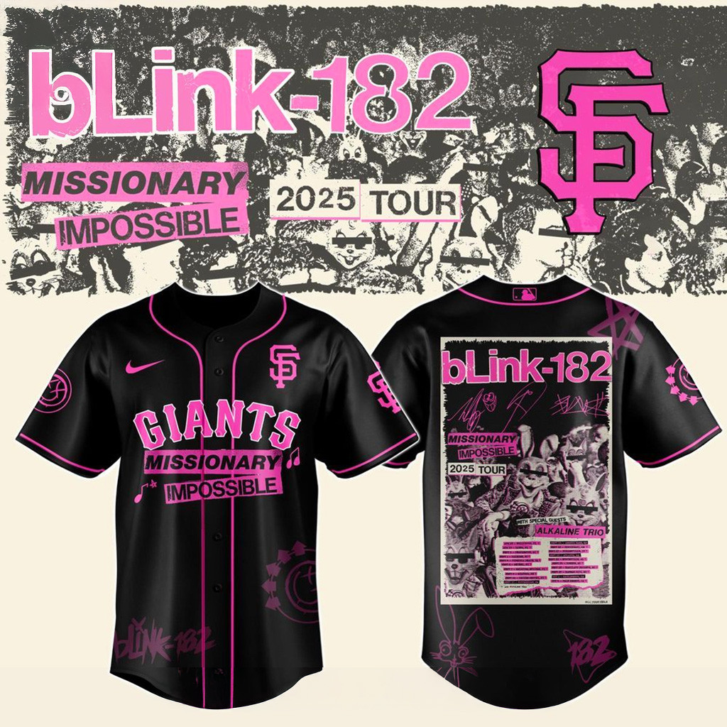 San Francisco Giants X Blink 182 Missionary Impossible Tour 2025 Jersey Giants Merch