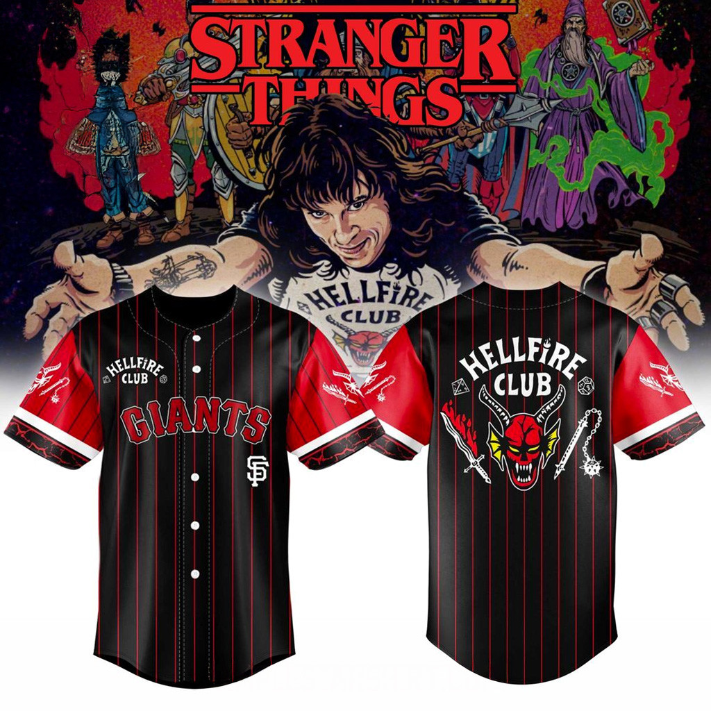 San Francisco Giants X Hellfire Club Redline Pinstripe Jersey Giants Merch Gifts For Boyfriend
