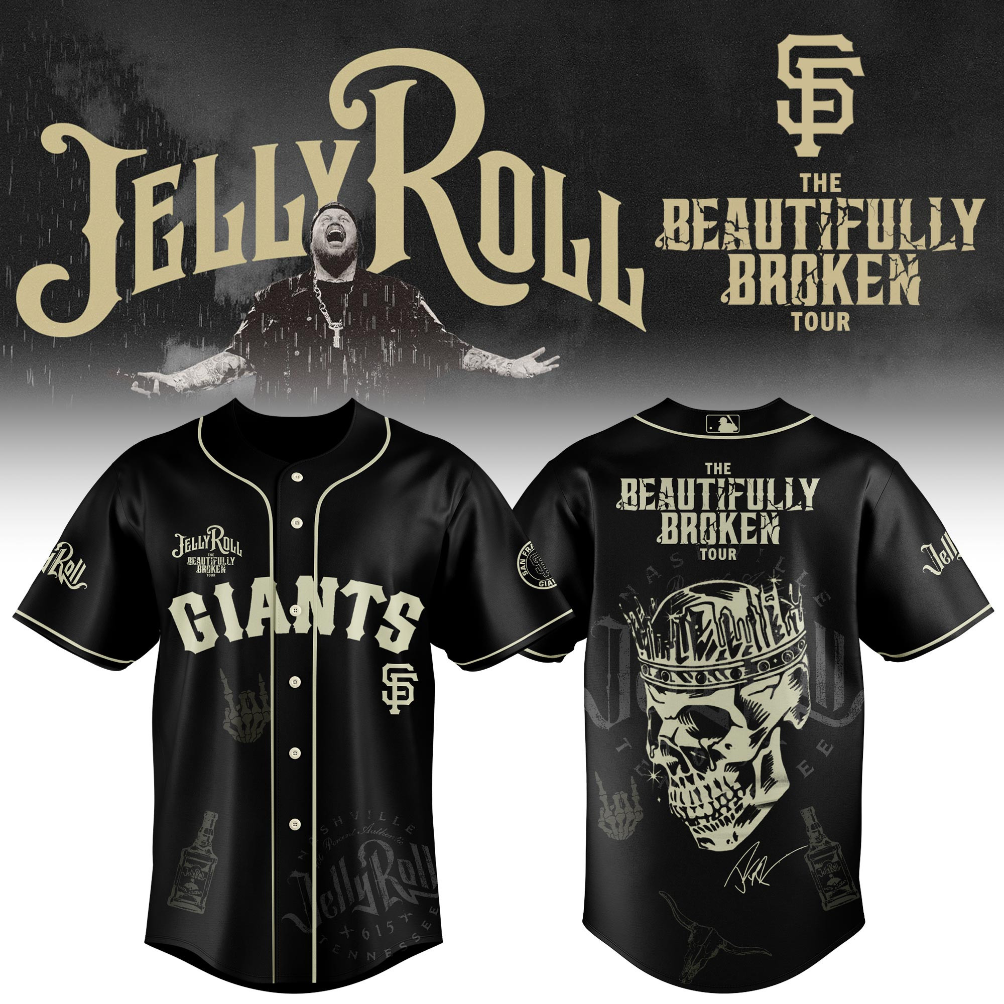 San Francisco Giants X Jelly Roll Baseball Jersey 2025 Gift For Jelly Roll Fans