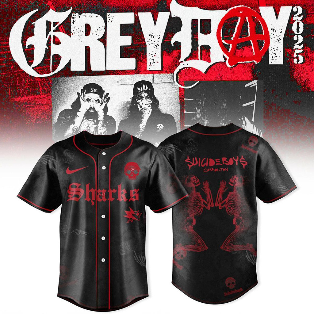 San Jose Sharks x Suicideboys Greyday Tour 2025 Jersey Sharks Merch Gifts For Fans