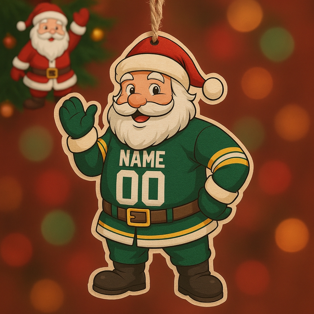Santa Claus Green Bay Packers Ornament Custom Name 2025 Christmas Gift