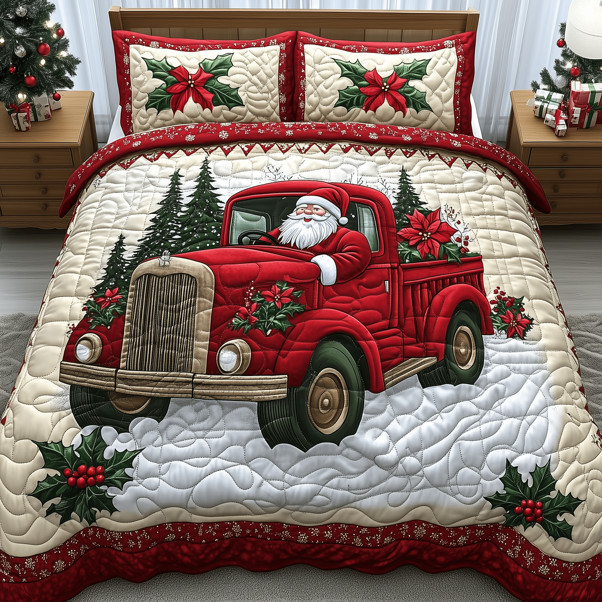 Santa Claus Is Coming Quilted Bedding Set  Stay warm this winter Christmas Ideas For Mom