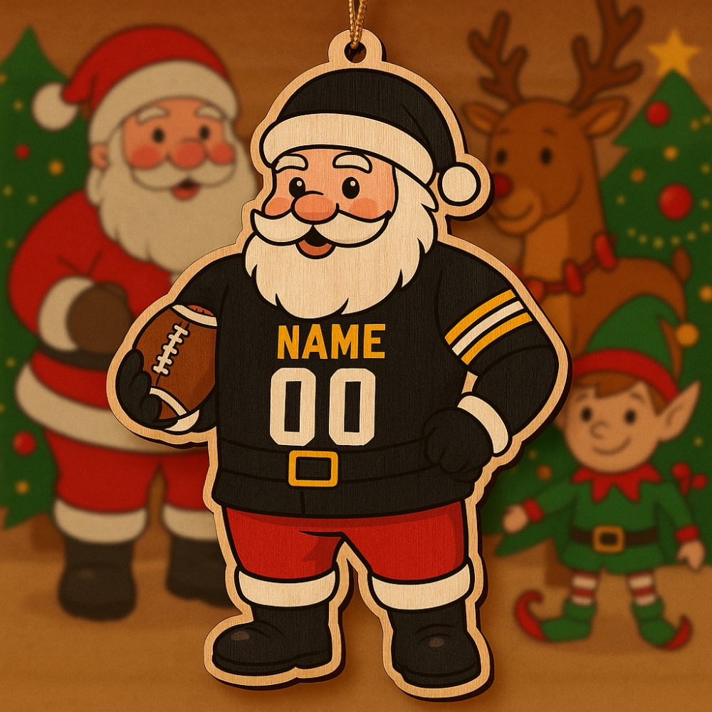 Santa Claus Pittsburgh Steelers Football Ornament Personalized Christmas Gift For Fans 2025