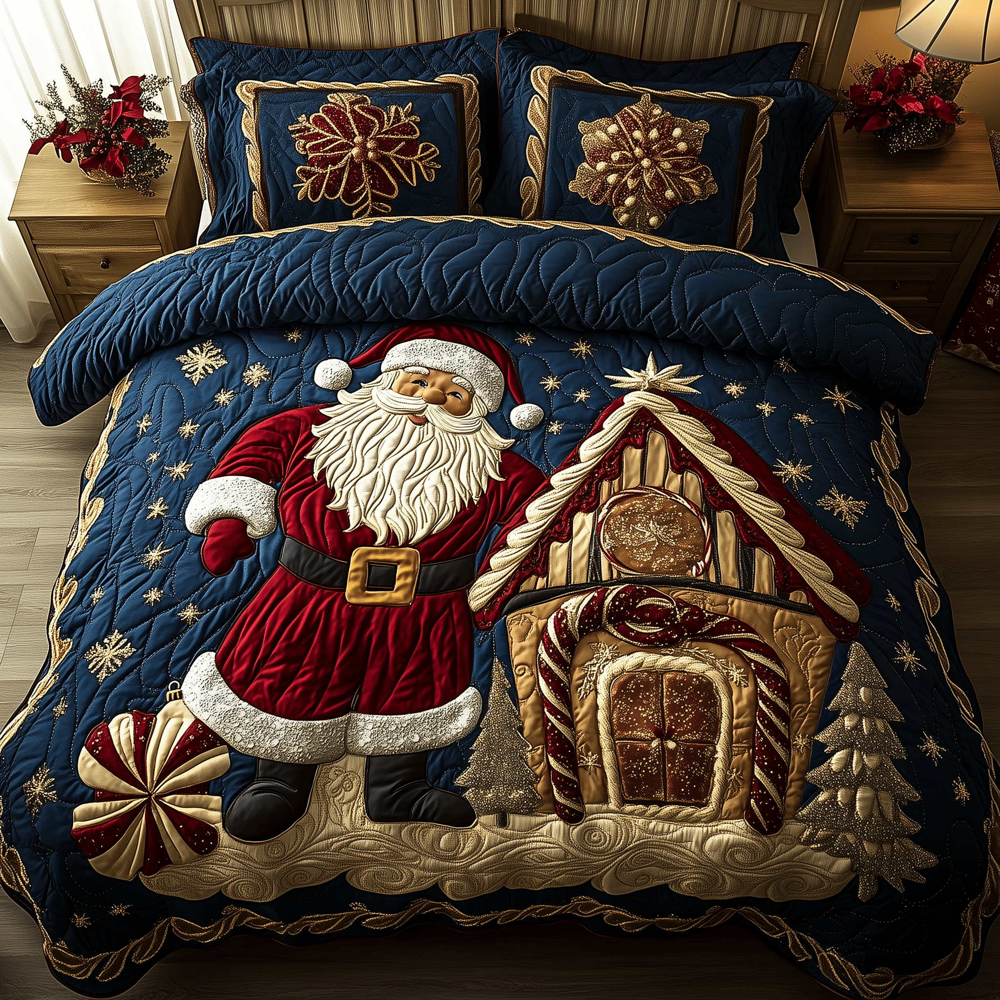 Santa Claus Quilted Bedding Set  Stay warm this winter Romantic Christmas Gifts