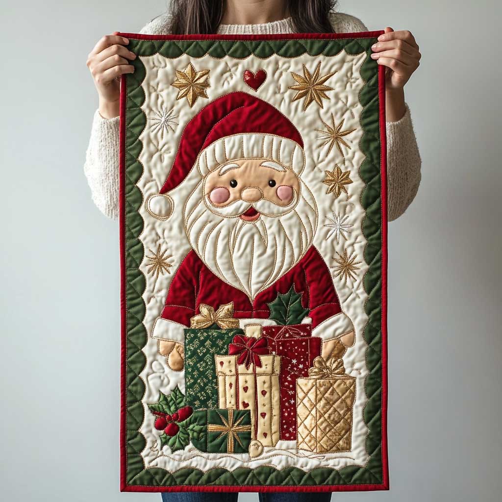 Santa's Love Christmas Quilted Table Runner Holiday Christmas Decorations Best Xmas Gifts For Wife